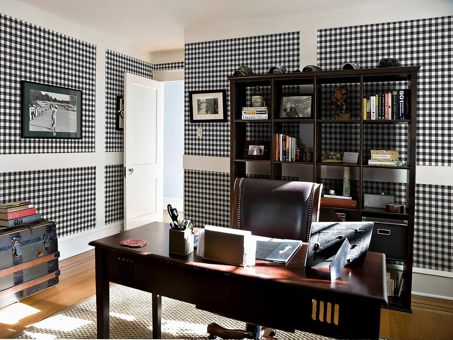 Checkered Wallpaper Black and White Wallpaper " Peel and Stick Modern / 196 x 17.3 / Black/white