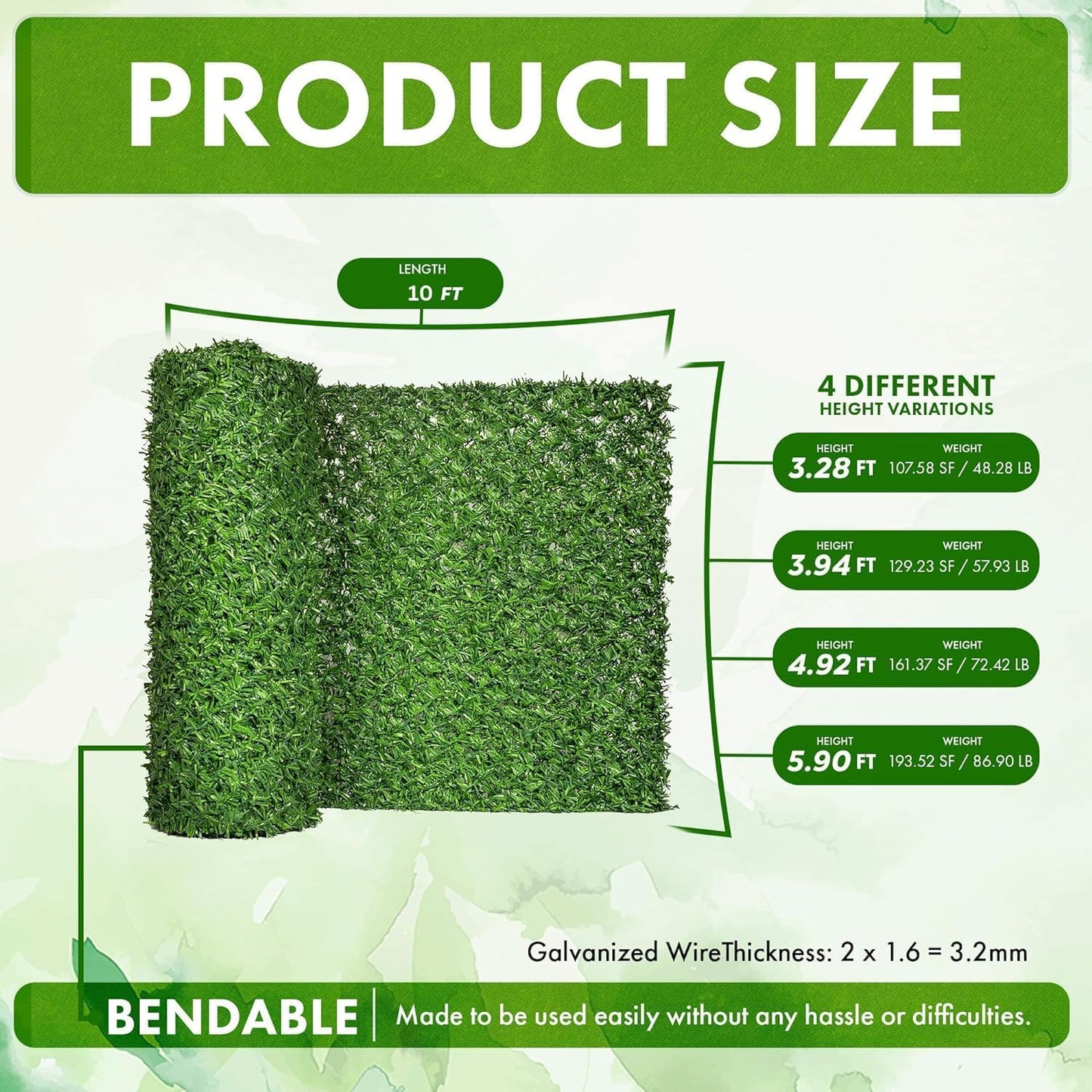 Can Fence Grass Chain Link Fence- Galvanized Wire UV Protected- Privacy Fence / 3.94' x 10