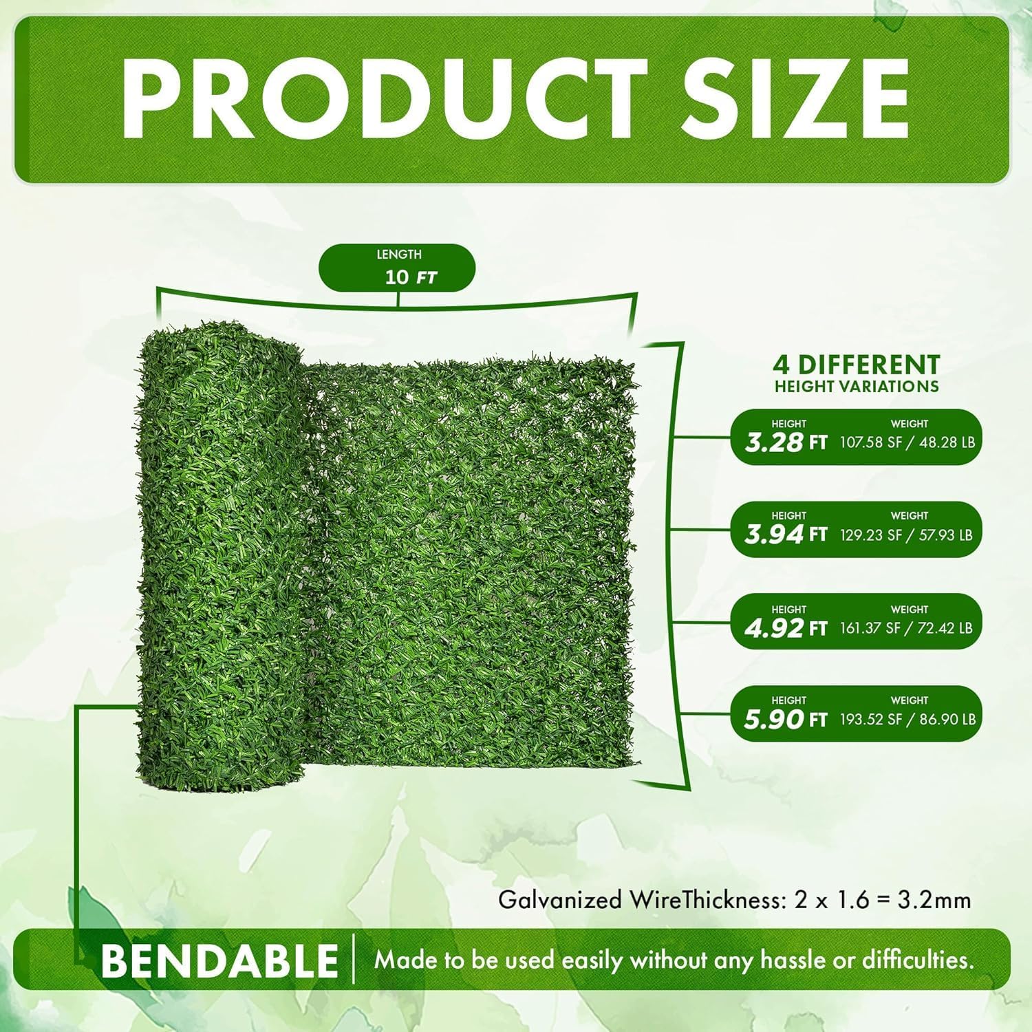 Can Fence Grass Chain Link Fence- Galvanized Wire UV Protected- Privacy Fence / 3.94' x 10