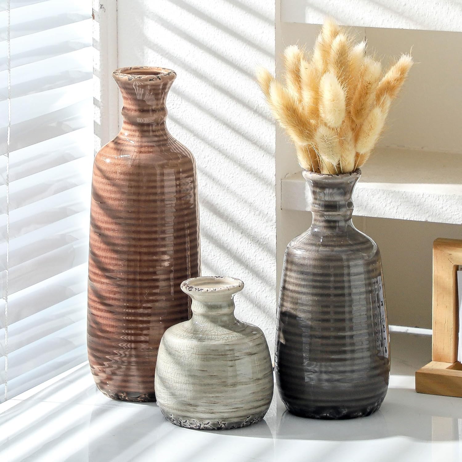 Ceramic Vases / 011 Vase Set - Brown / Set of 3
