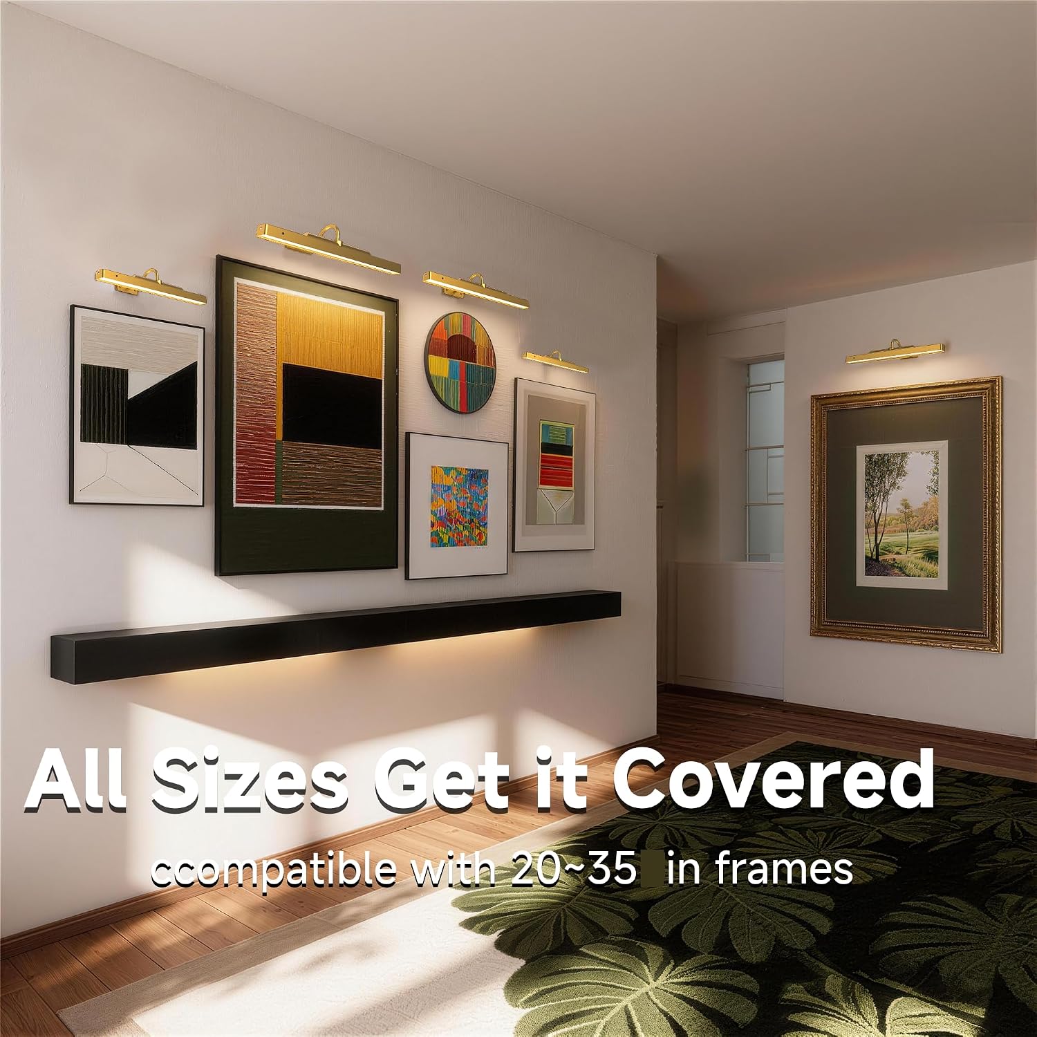 Picture Light Wireless, 5000mAh Battery Powered Art Light for Pictures, 350LM, Dimmable, Remote Control, 16in Wall