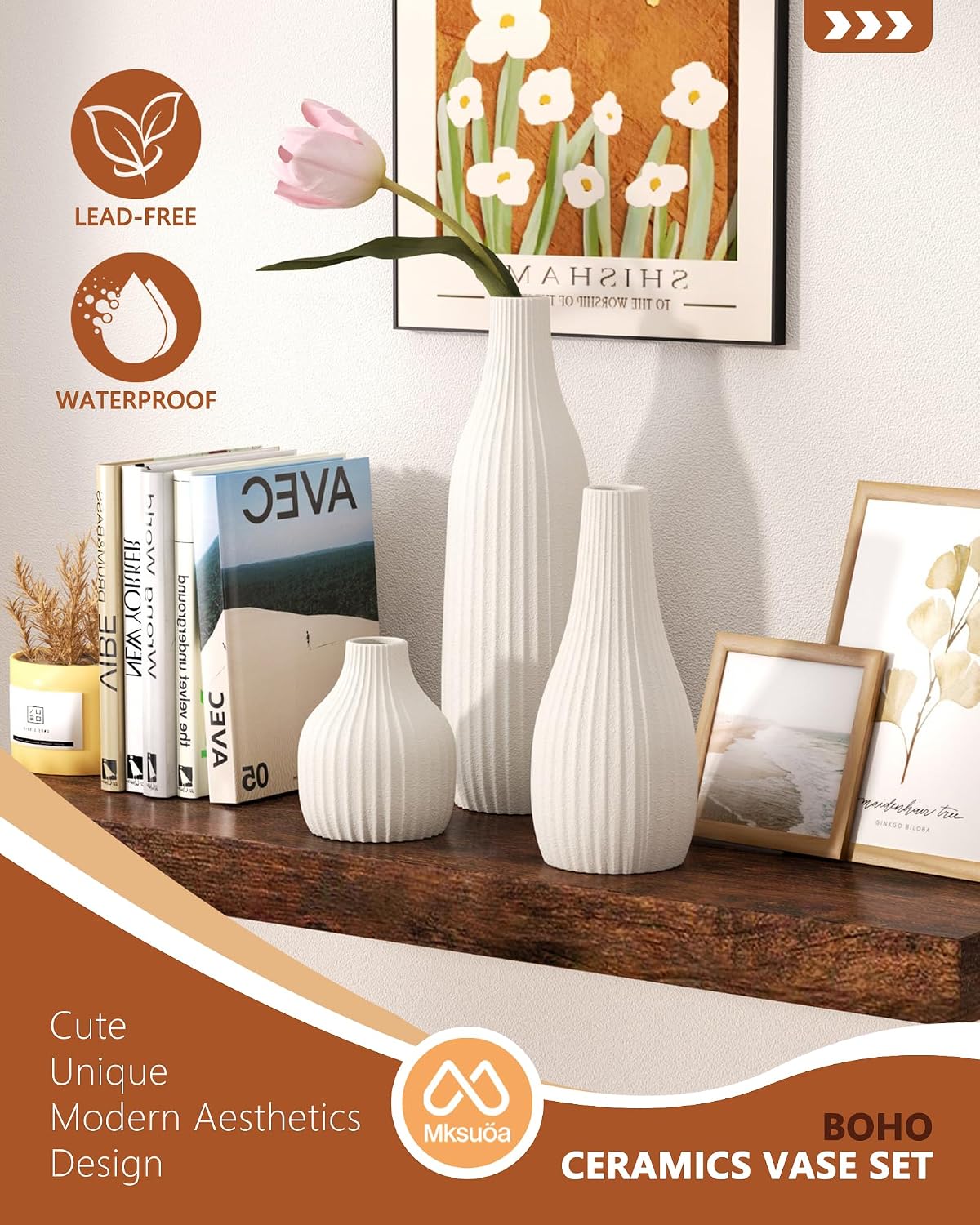 Modern Boho Style Vases / White / Set of 3