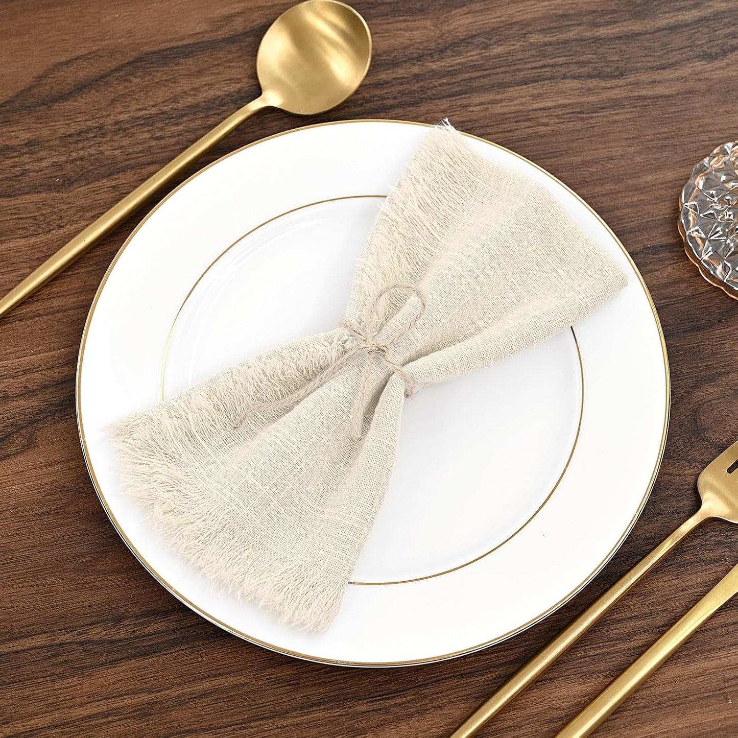 36 Pack Cotton Linen Napkins 16 x 16 Inch Linen Napkins Cloth Handmade with Fringe Soft Cloth Napkins Washable Rustic