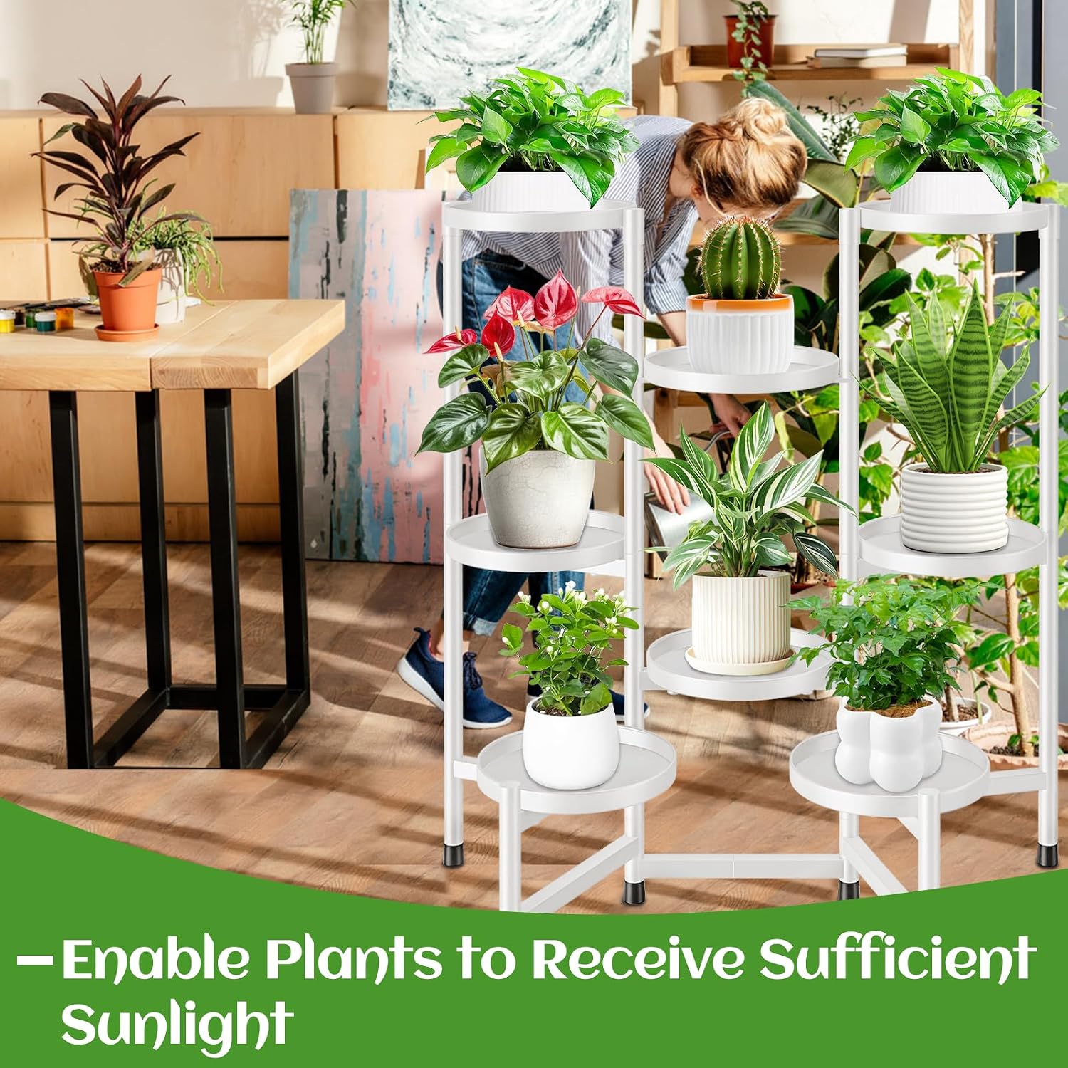 8 Tier Plant Stand Indoor Tall, Tiered Plant Stands Outdoor for Multiple Plants, Corner Metal Folding Flower Display