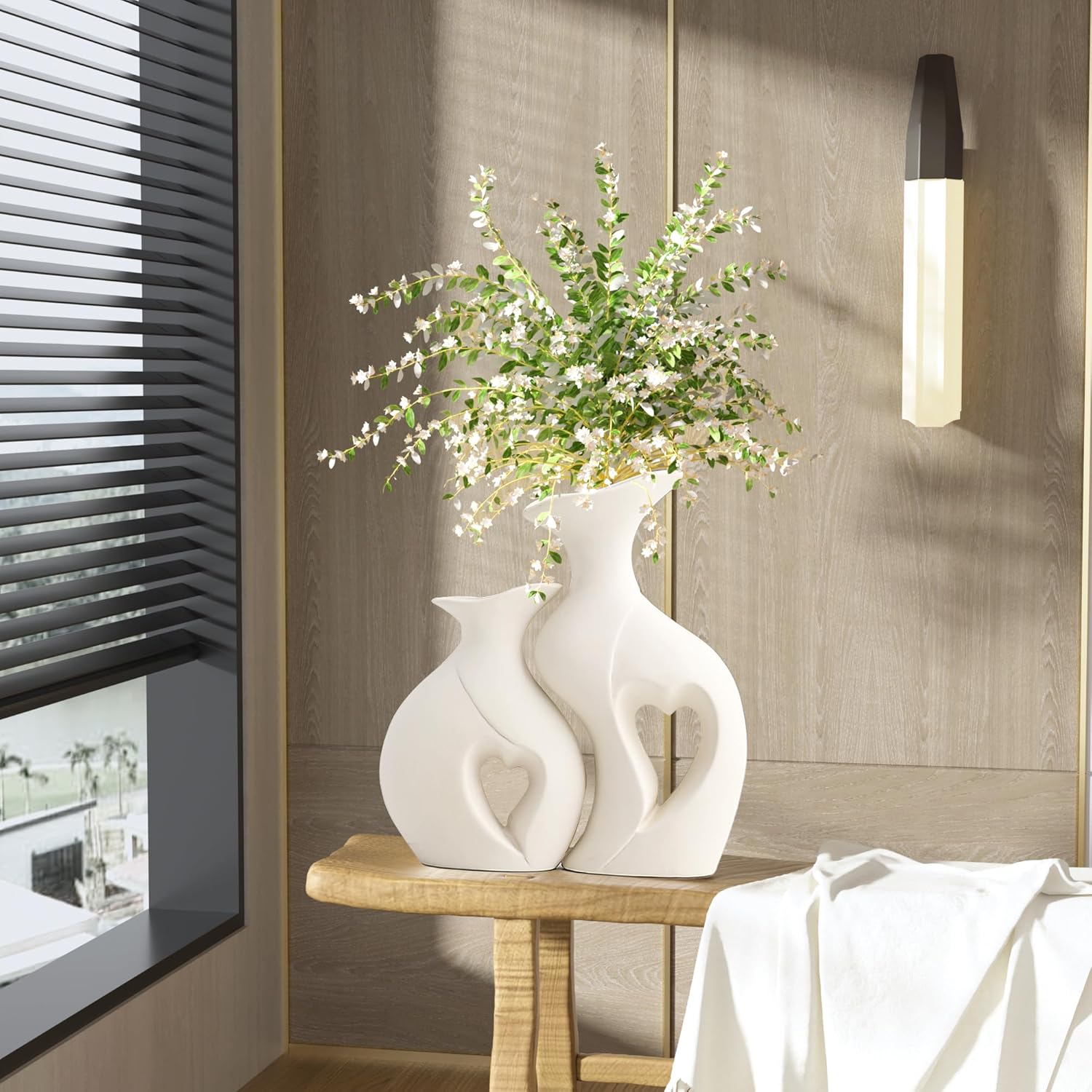 White Ceramic Vase / Standard White / Set of 2