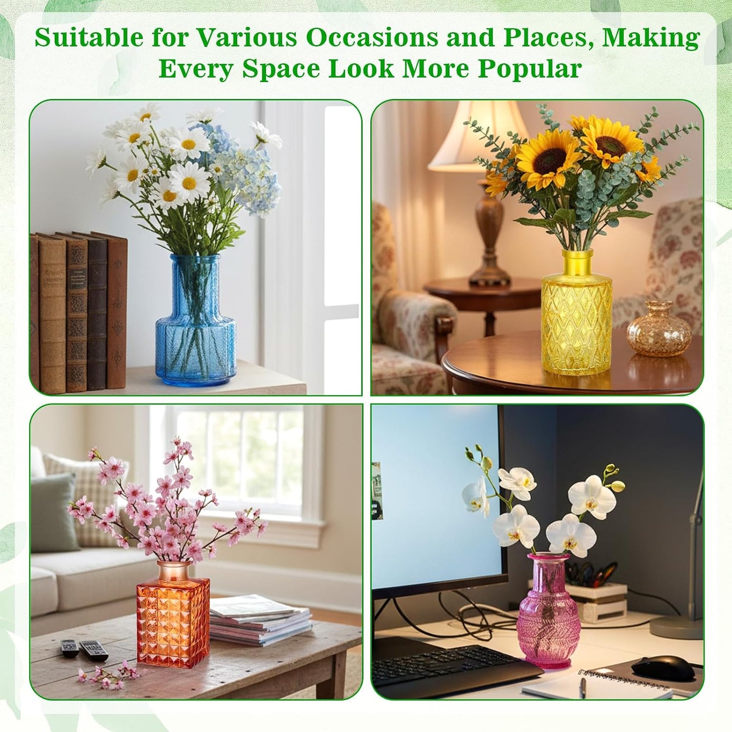 Colored Glass Bud Vases / Set of 12