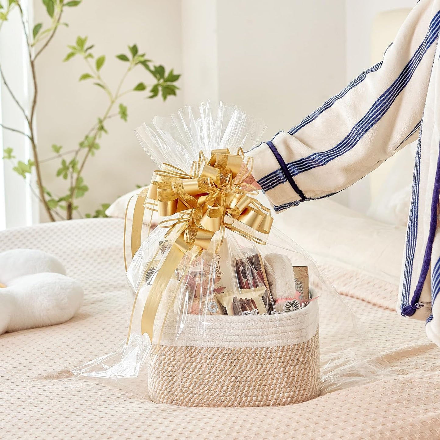 Bathroom Storage Basket / Camel & Mixed Black / 10.6 x 6.7 x 6.7
