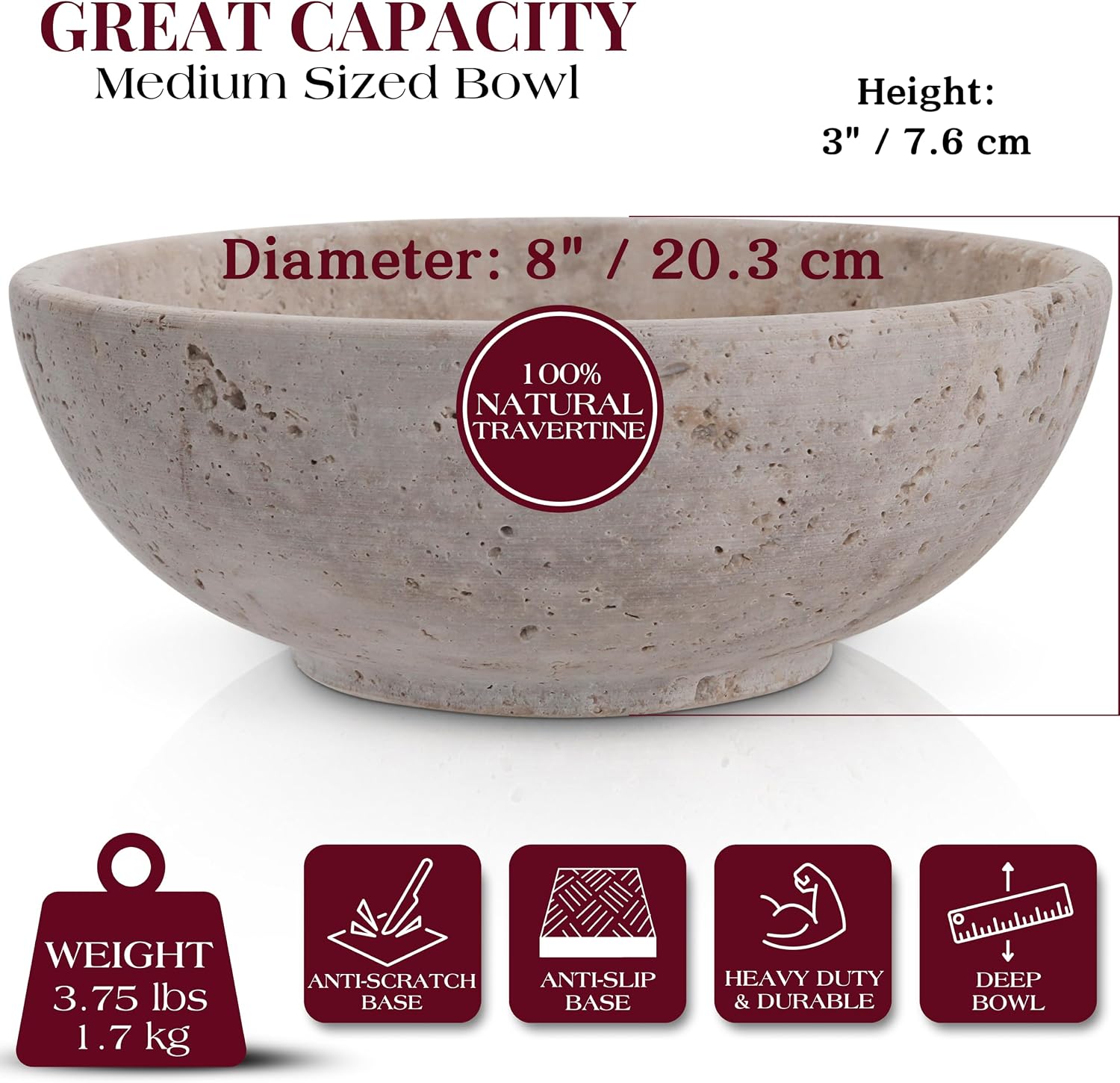 8" Decorative Bowl / Travertine