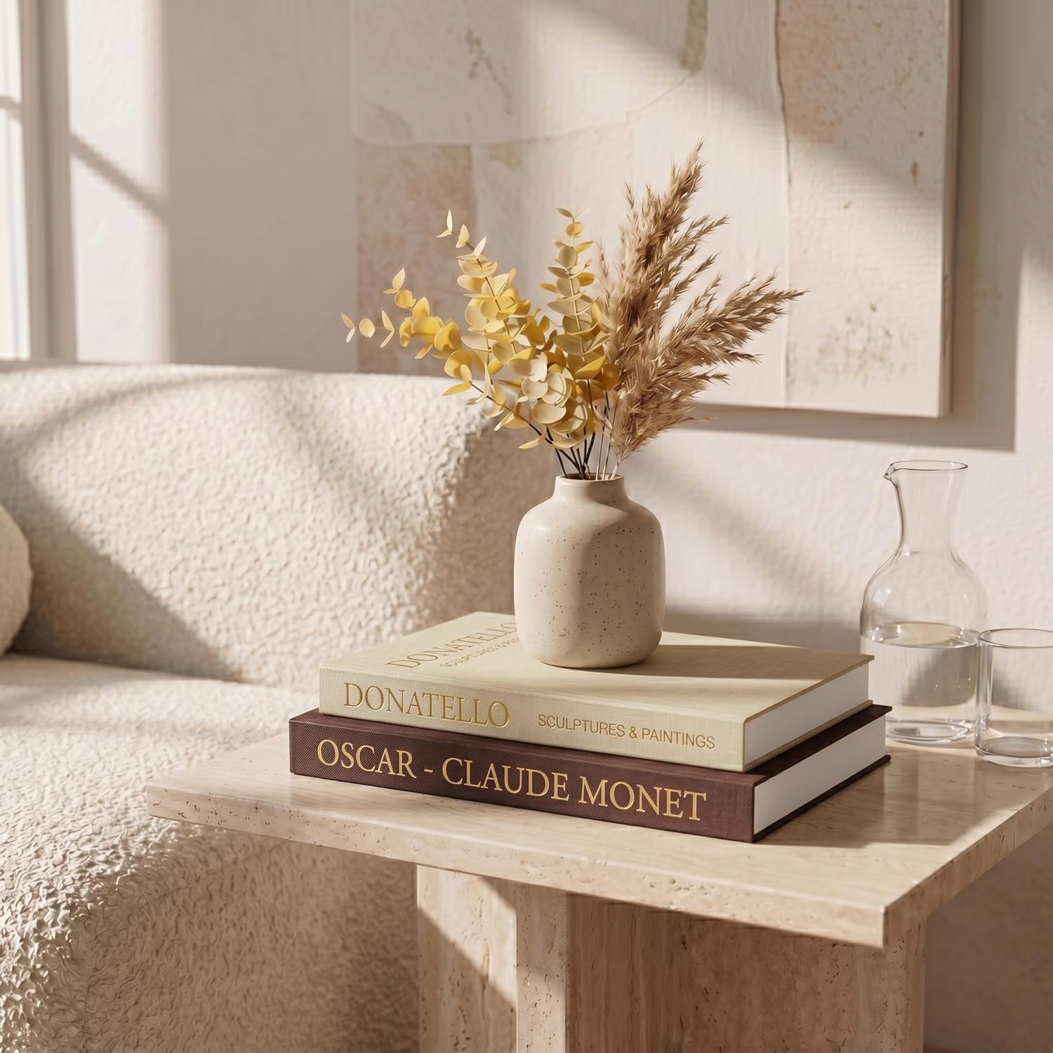 Faux Books for Decoration / Brown - Beige / Set of 2