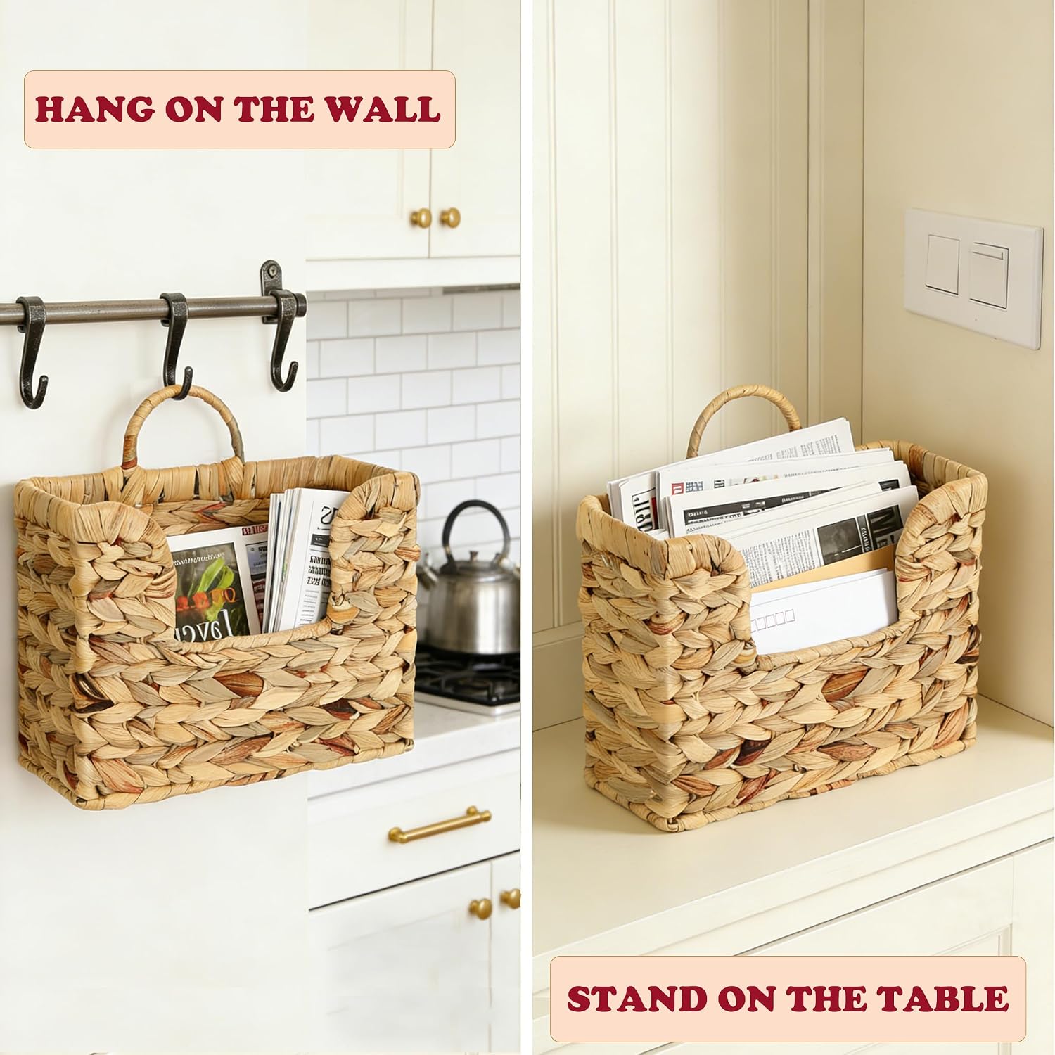 Woven Wall Magazine Holder Organizer / Water Hyacinth
