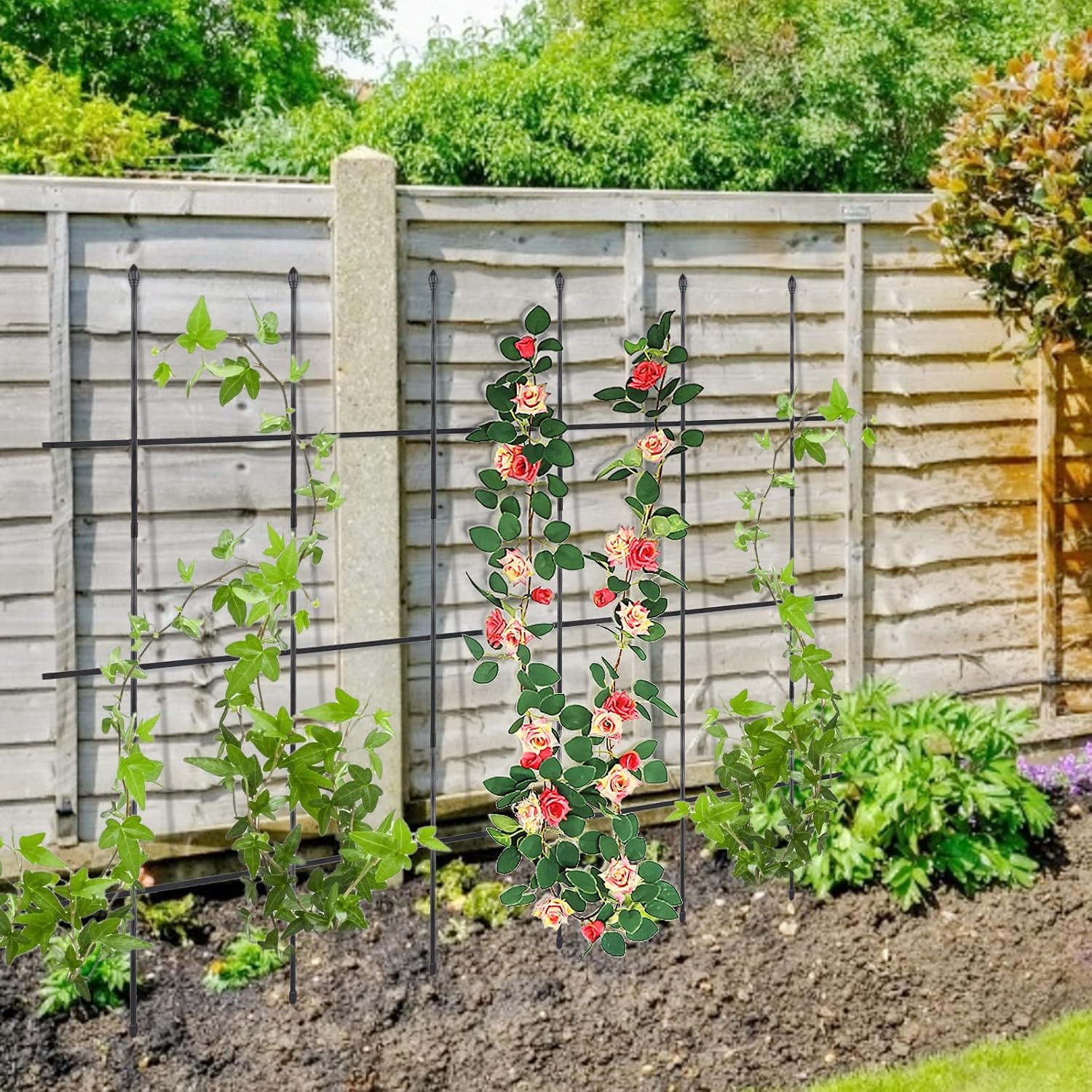 2 Pack Garden Trellis, 2 in 1 Plant Cages & Supports for Vines Crop, Potted/Climbing Plants Indoor Outdoor, Plant Stake