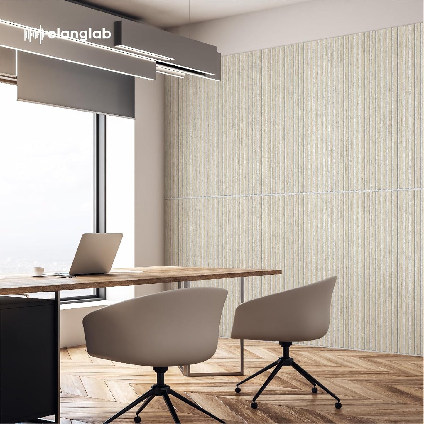 Olanglab Wood Slat Wall Panels 4 Pack, Acoustic Wall Panels, 47.24'' x 23.62" Each 3D Wall Panels for Interior Wall