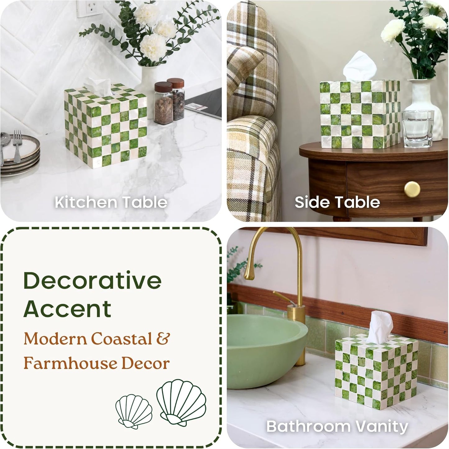 5.5" Tissue Box Cover / Pistachio Green / Square