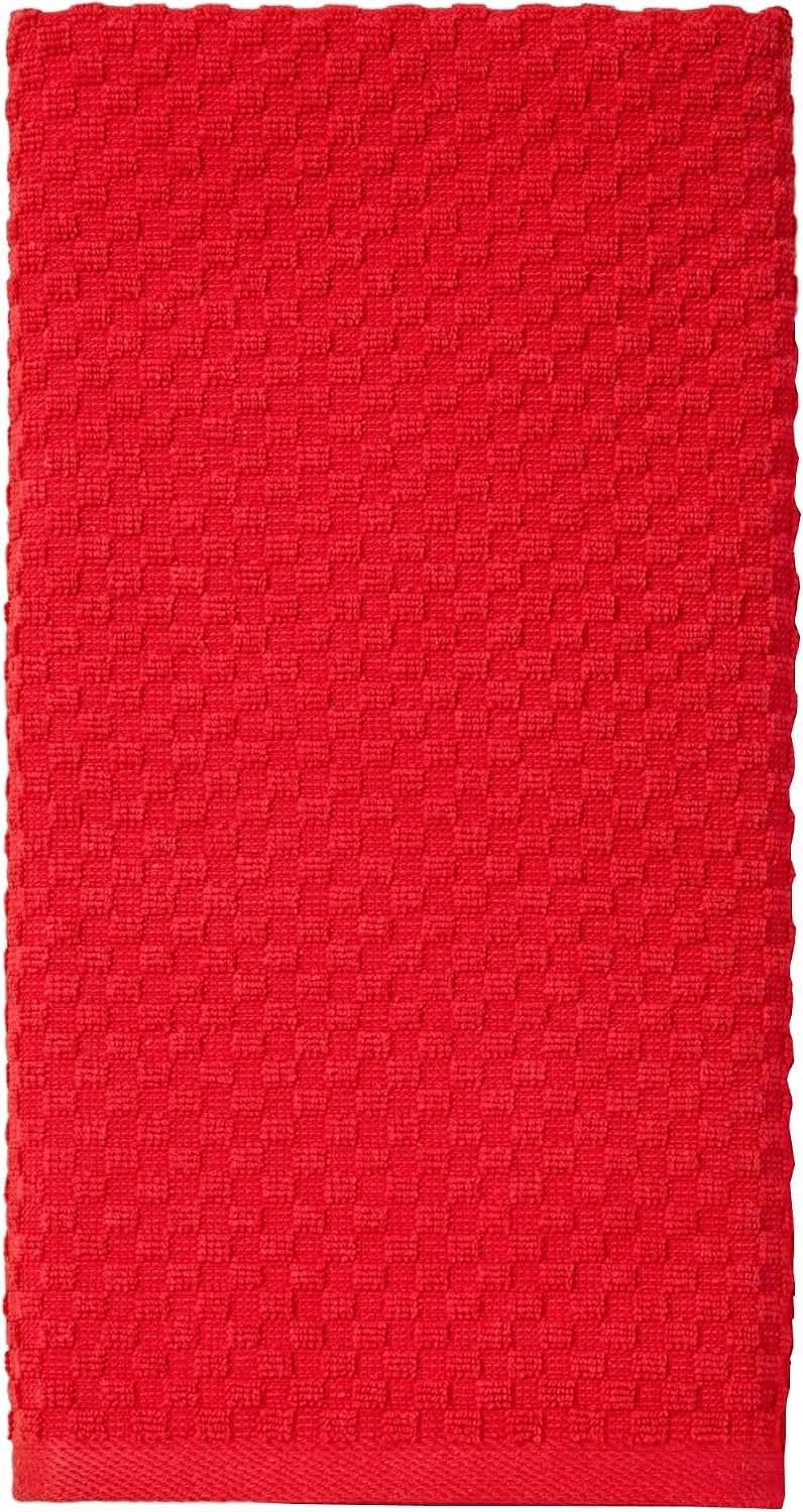 COTTON CRAFT Amazing Kitchen Towels - 8 Pack 100% Cotton Waffle Terry Towel | Red - 16x28 inch Euro Café Waffle Weave
