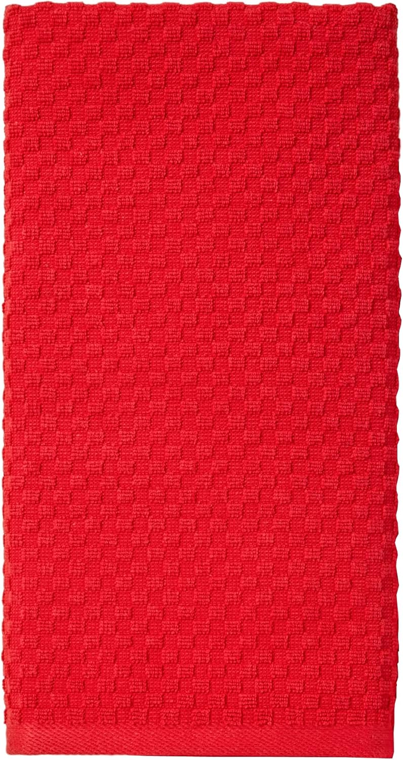 COTTON CRAFT Amazing Kitchen Towel - 12 Pack 100% Cotton Waffle Terry Towel | Red - 16x28 inch Euro Café Waffle Weave