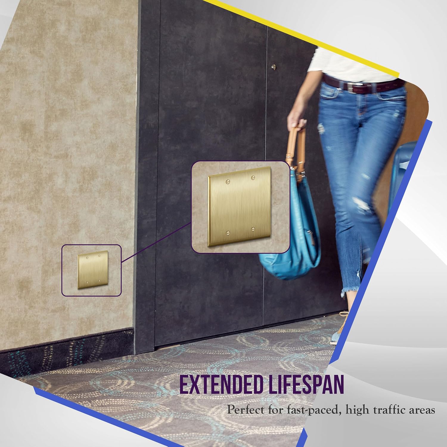 ENERLITES Blank Device Metal Wall Plate, Stainless Steel 201, Corrosion Resistant, Size 2-Gang 4.50" x 4.57"