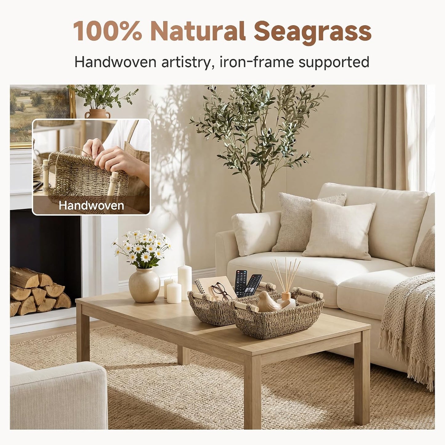 Seagrass Woven Basket / Natural / Small / Set of 2