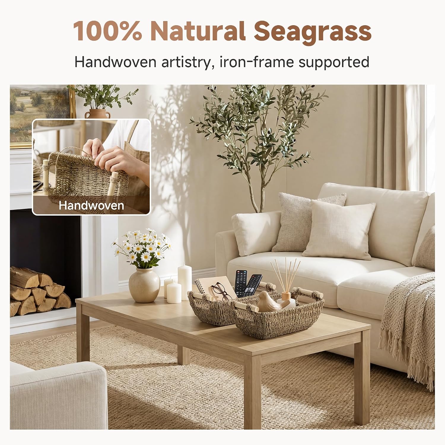 Seagrass Woven Basket / Natural / Small / Set of 2