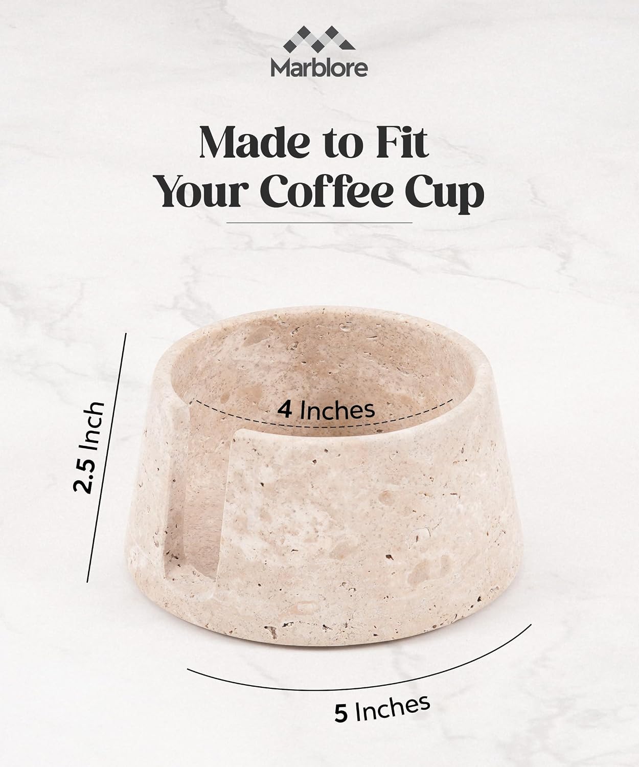 Marble Coaster 4" Dia Stone Drink Coasters Heat Resistant Cup Coasters / Travertine