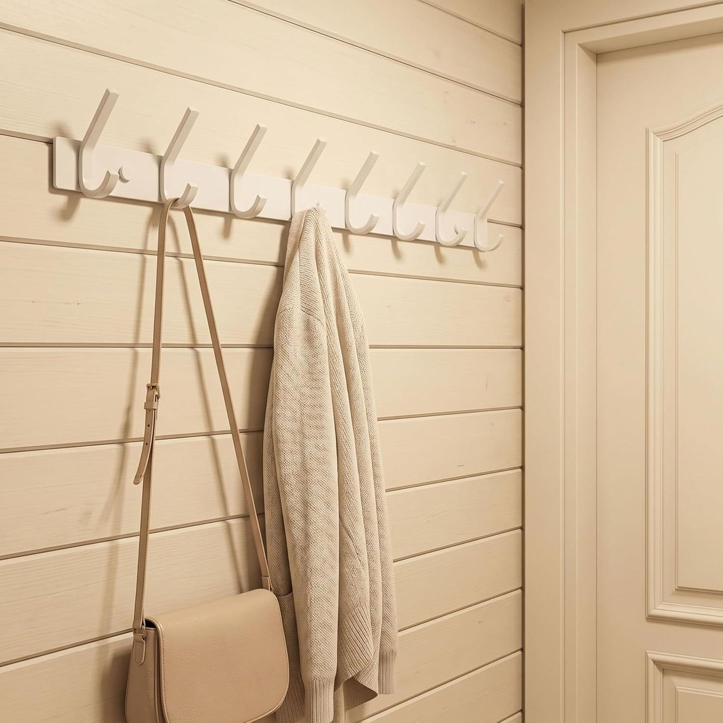 WEBI Coat Rack Wall Mounted,8 Hooks,24" Long,Coat Hooks Wall Mount,Wall Coat Hanger,Hook Rack,Jacket Hooks for Hanging