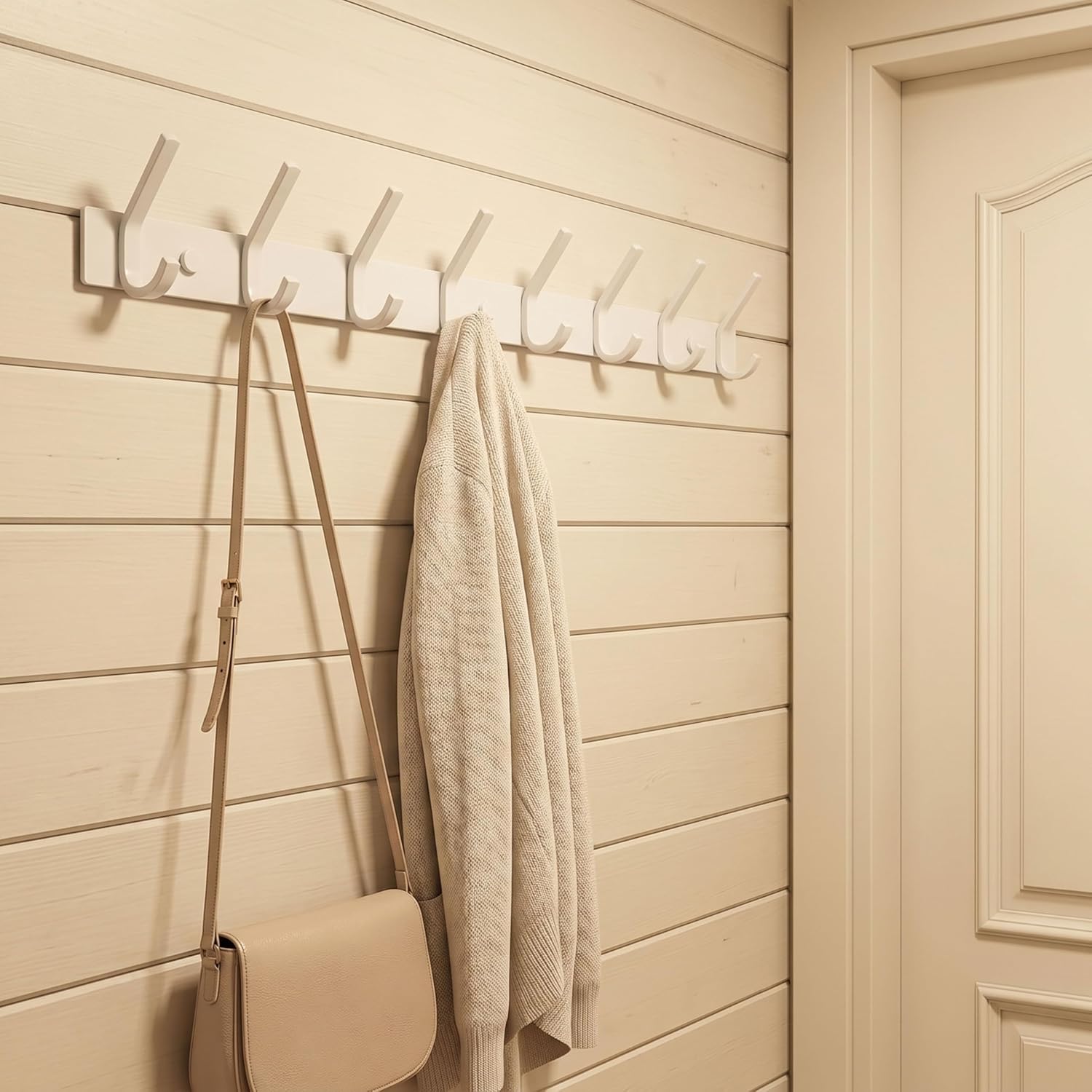 WEBI Coat Rack Wall Mounted,8 Hooks,24" Long,Coat Hooks Wall Mount,Wall Coat Hanger,Hook Rack,Jacket Hooks for Hanging