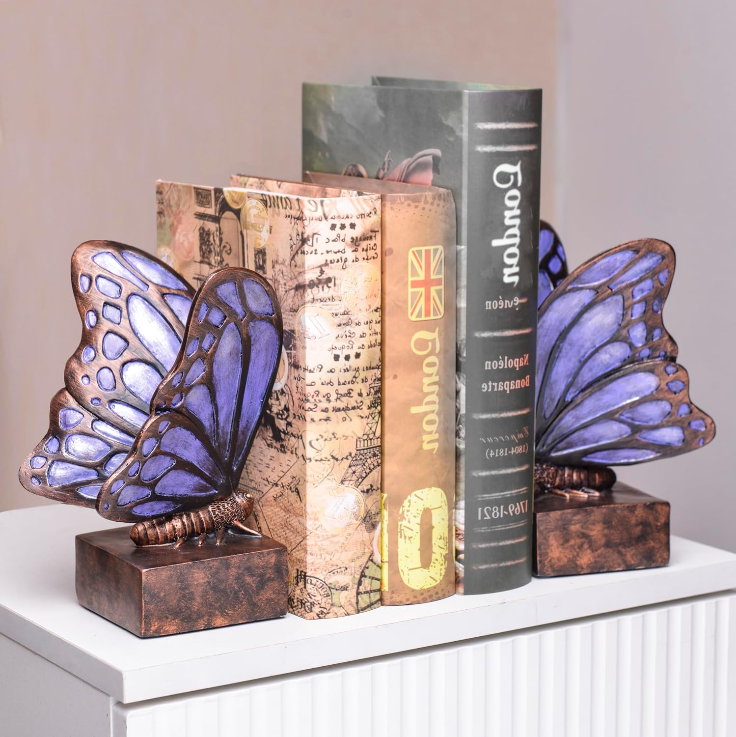 Vintage Butterfly Bookends / Purple
