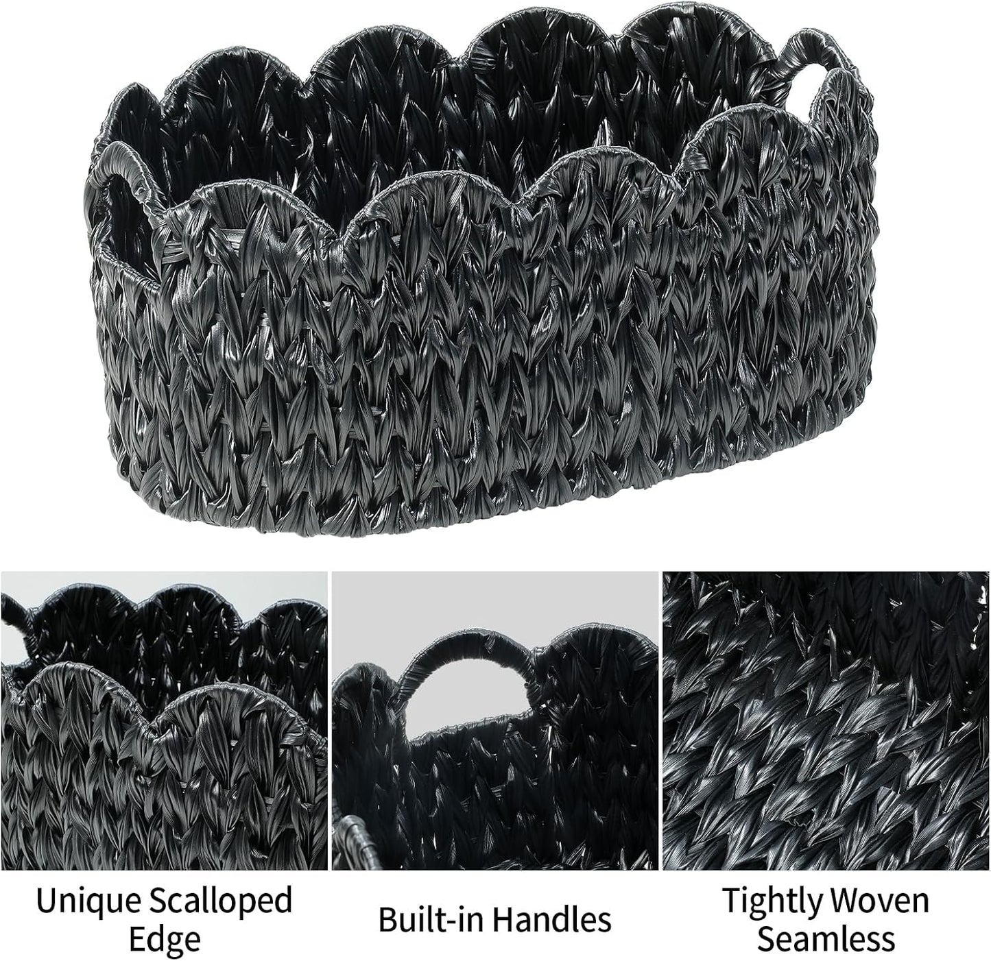 Woven Storage Baskets / Black / Set of 2
