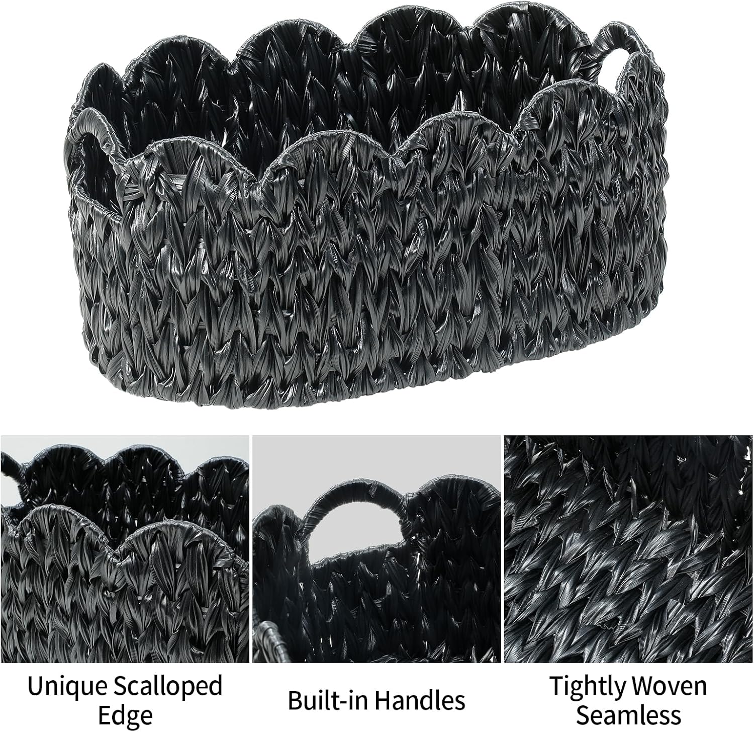 Woven Storage Baskets / Black / Set of 2
