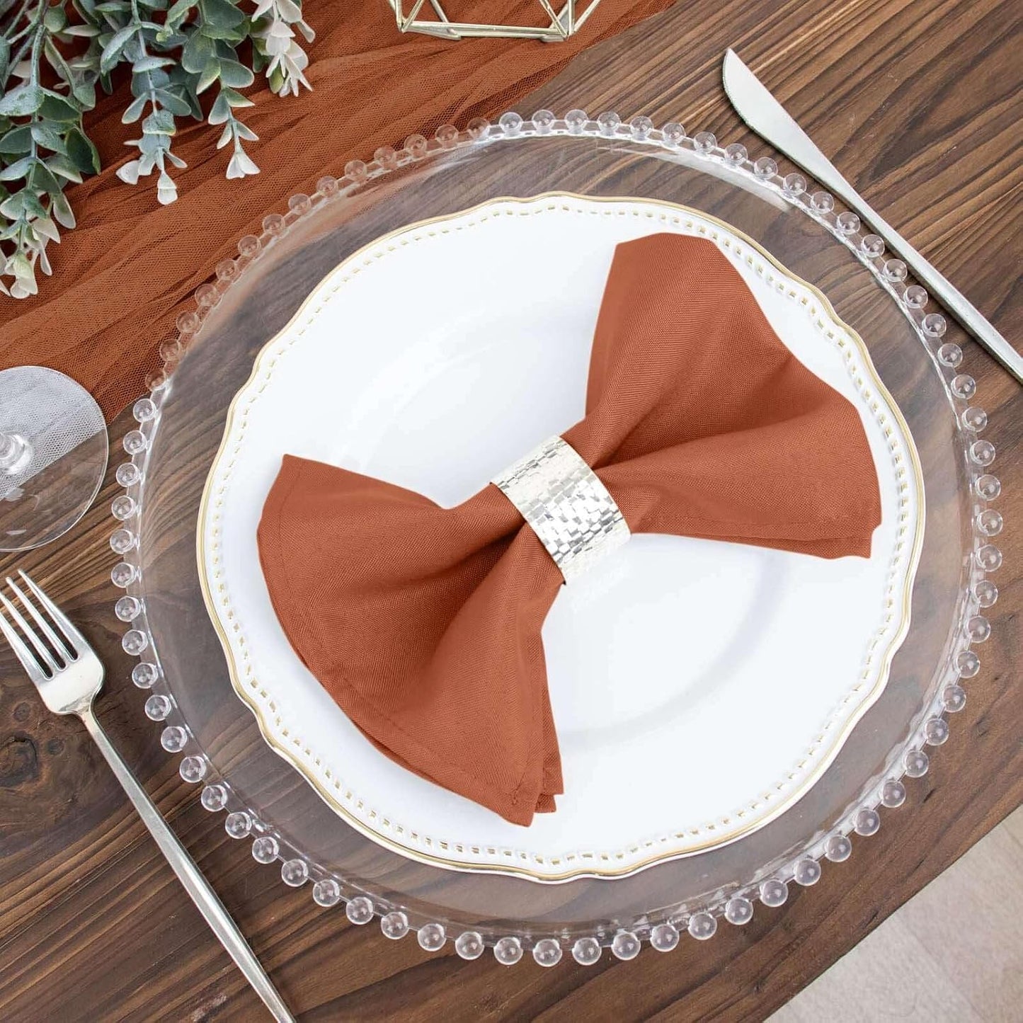 Efavormart Premium Cloth Napkins Set of 100, 17x17 Inch Terracotta Seamless Dinner Napkins, Washable Linen Table Napkin