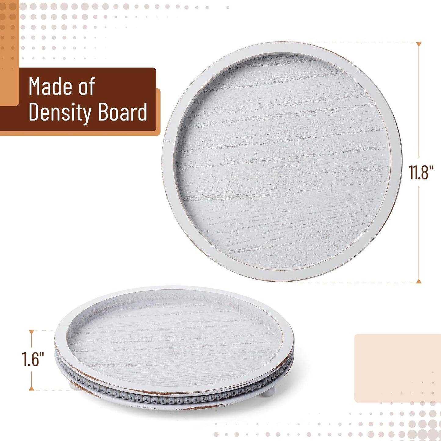 Wooden Round Tray / Light Gray