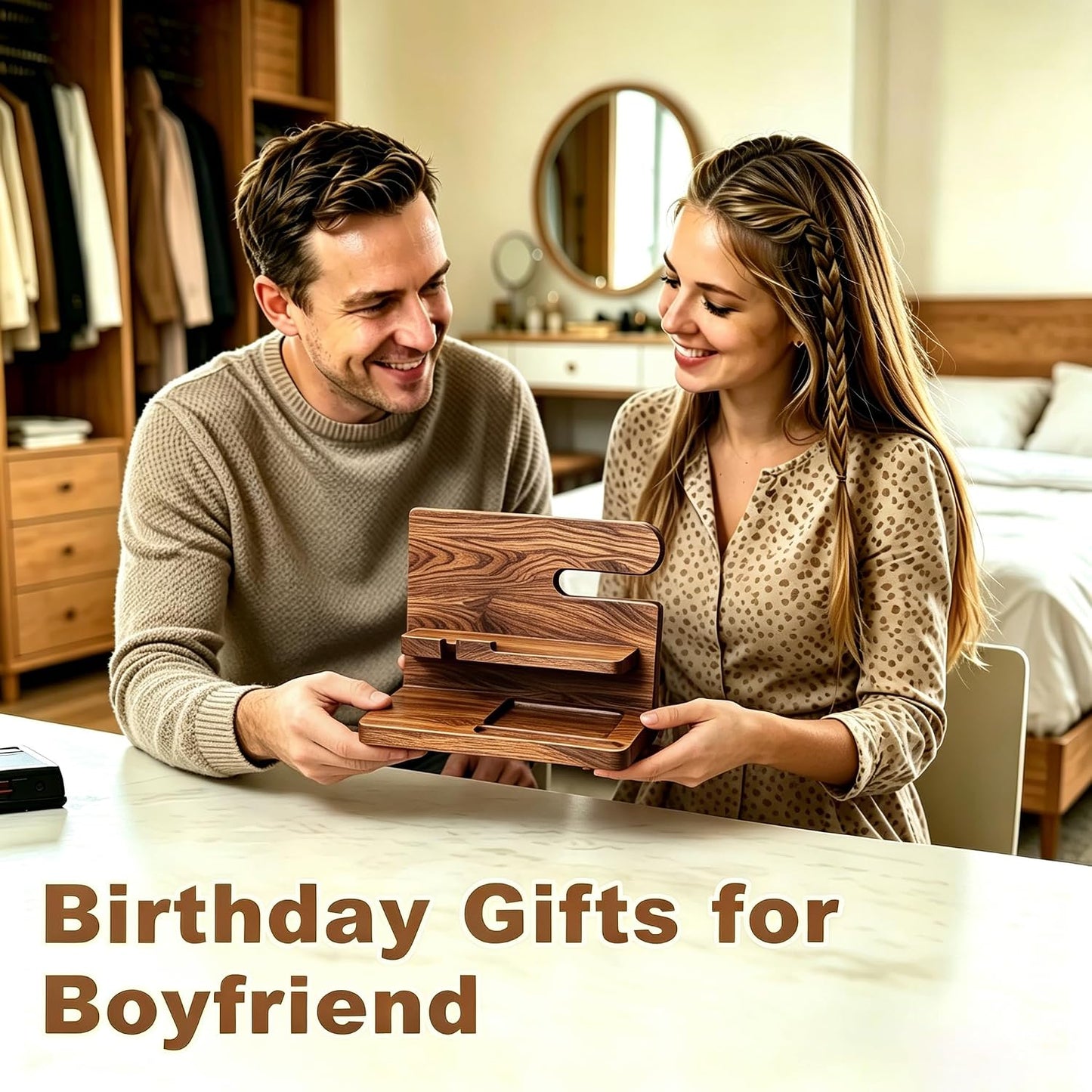 Gifts for Men Wood Phone Docking Station Birthday Gift for Men Valentines Day Gifts Father Gift for Him Boyfriend