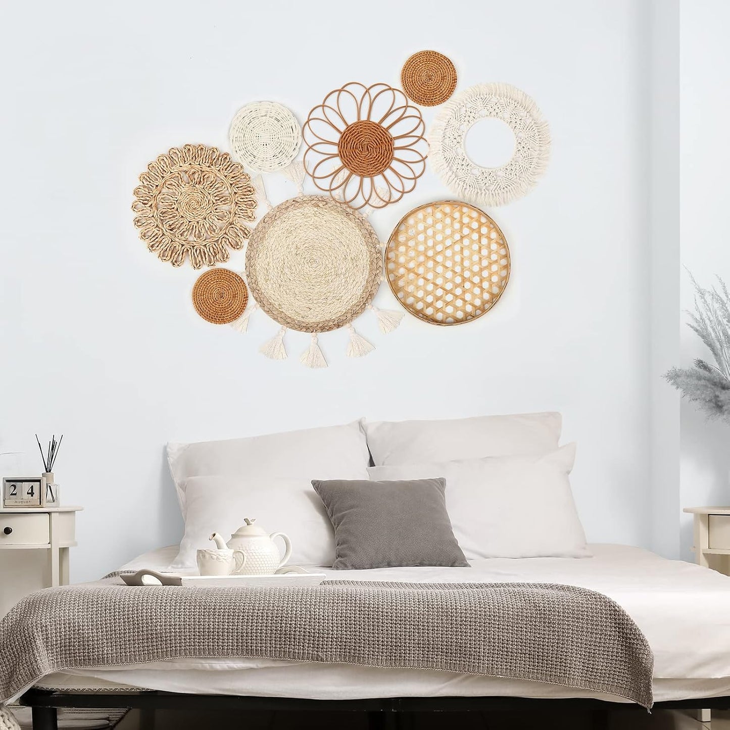 Bamboo Baskets / Boho Wall Hanging Set / Set of 8