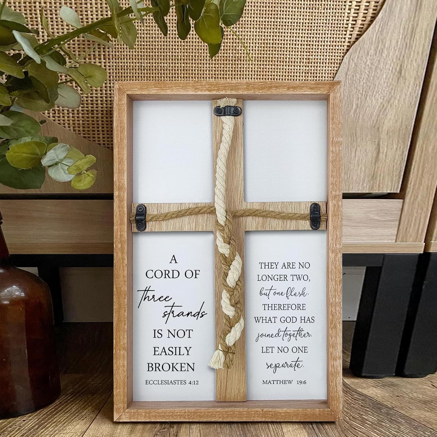 Braid Knot Rope Frame Wall Decor for Unity Ceremony / 15 x 10 / Wood