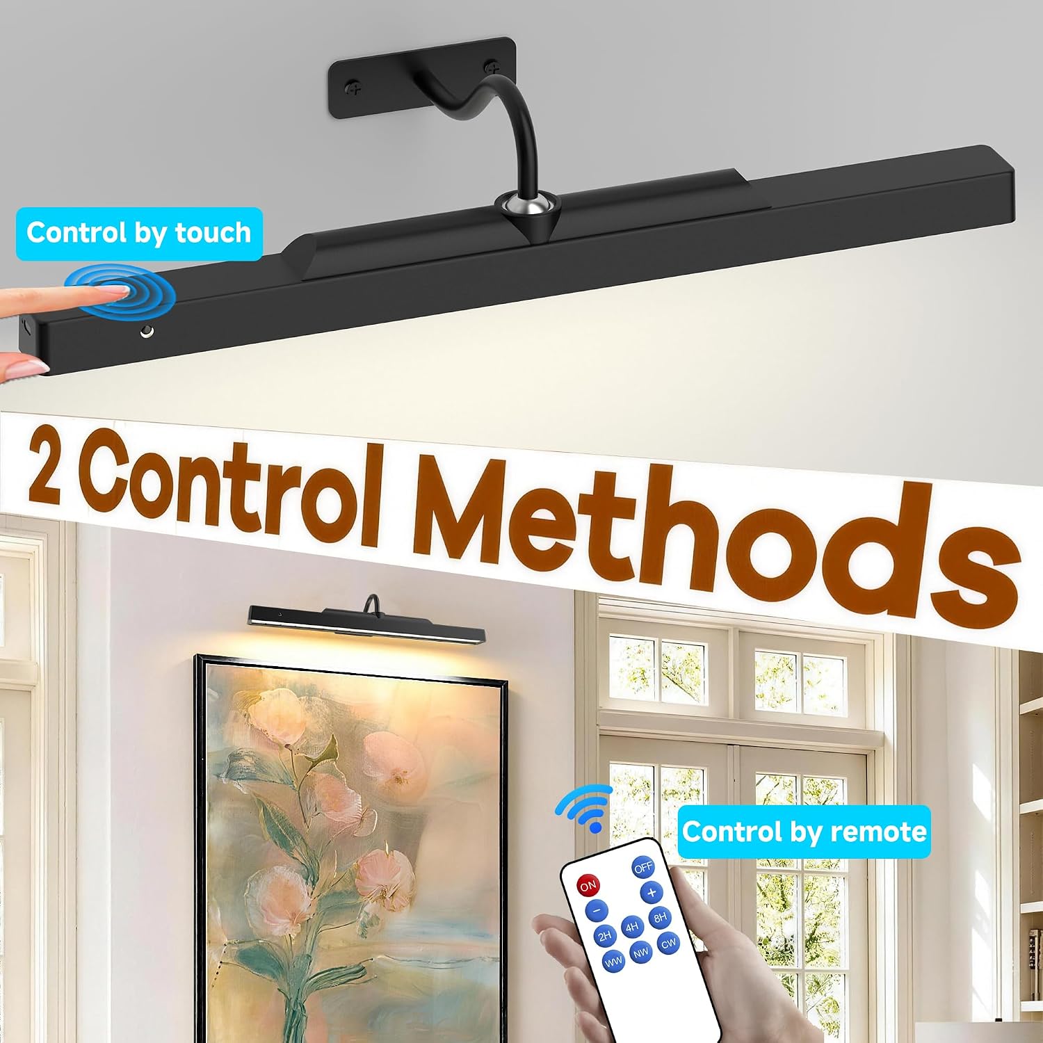 Cordless Picture Lights for Wall Art, 5000mAh Battery Operated Gallery Lights,Dimmable Picture Lights for Wall