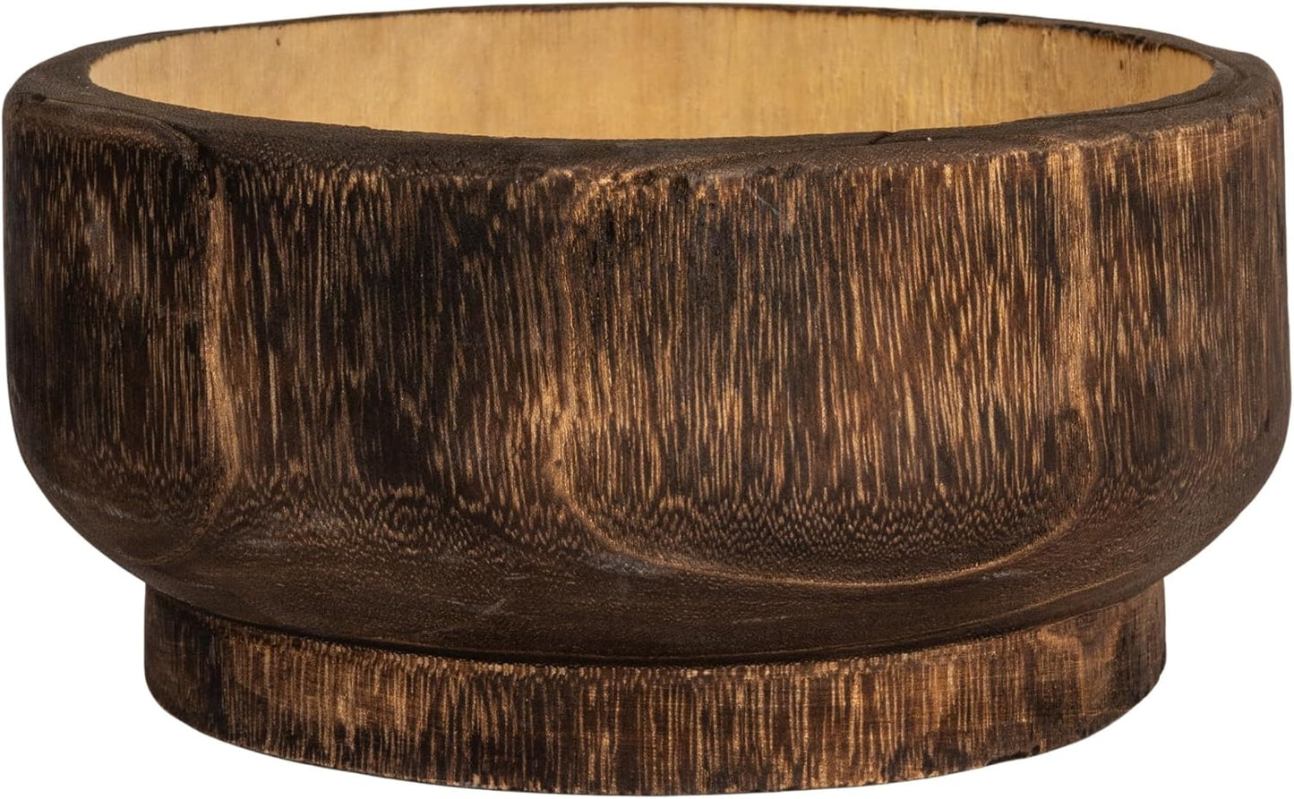 Round Paulownia Wood Decorative Bowl / Brown
