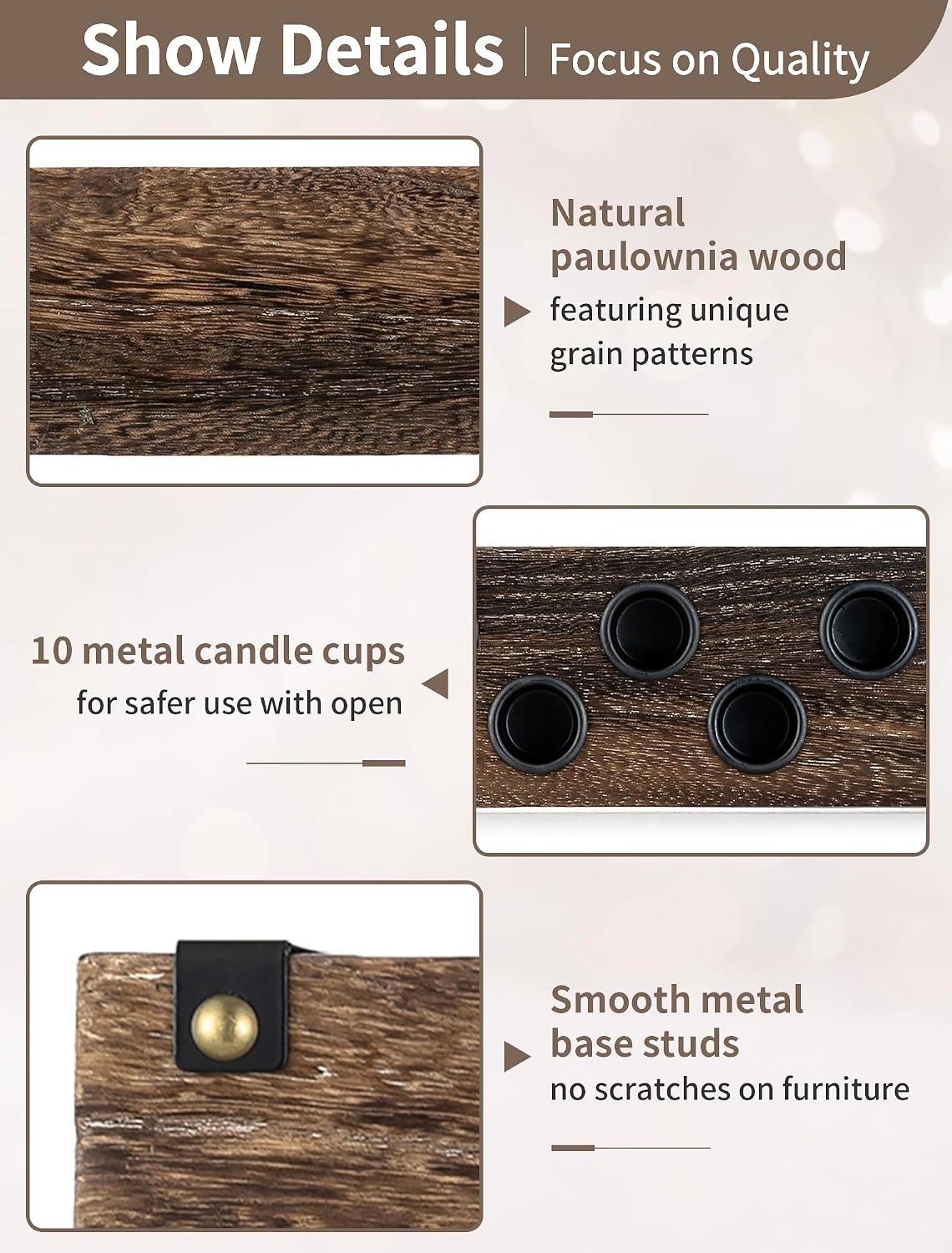 NUPTIO Taper Candle Holders Wood: Wooden Candelabra Long Candles Stick Centerpieces - Farmhouse Candlestick Holder 20