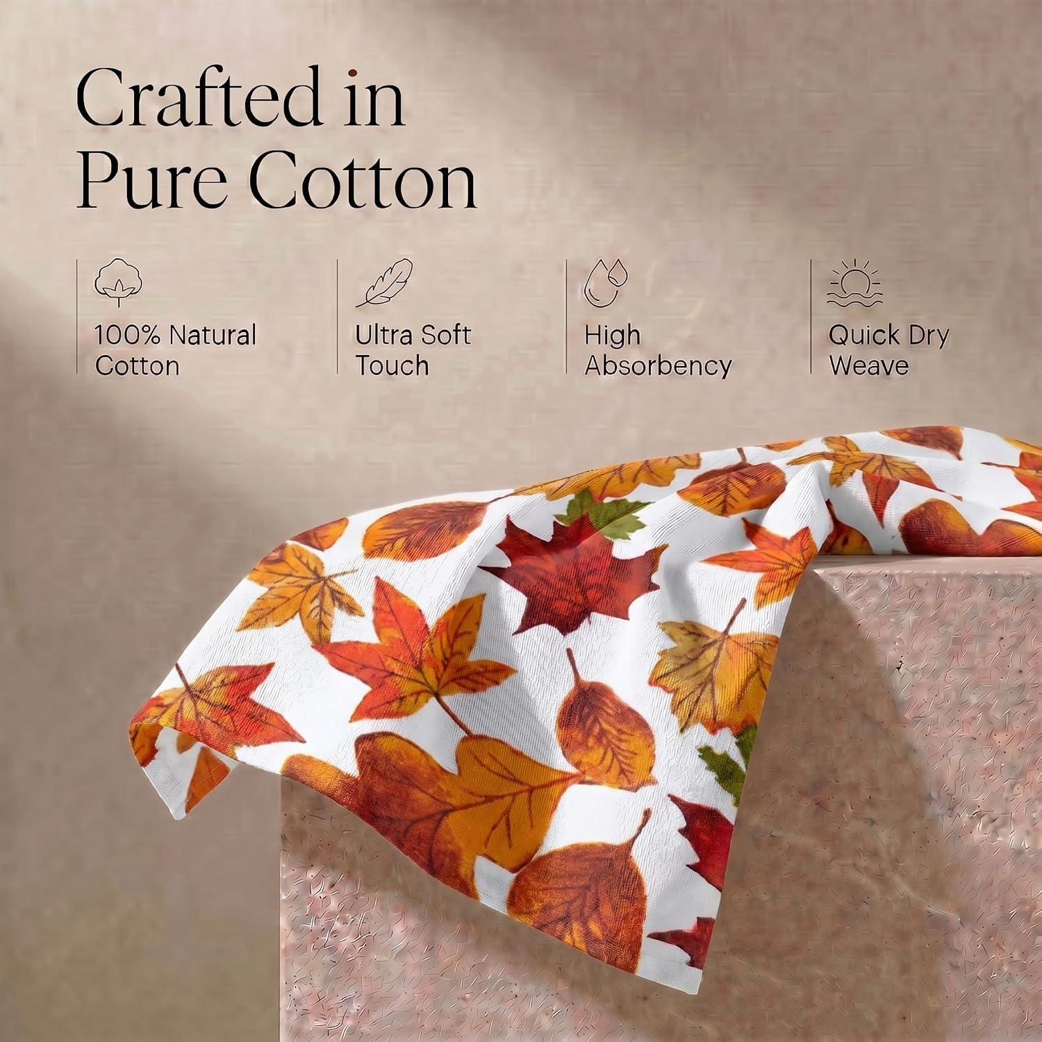 Urban Villa Kitchen Towels Cotton Dish Towels 20”x30”(Set of 6)Harvest Leaf