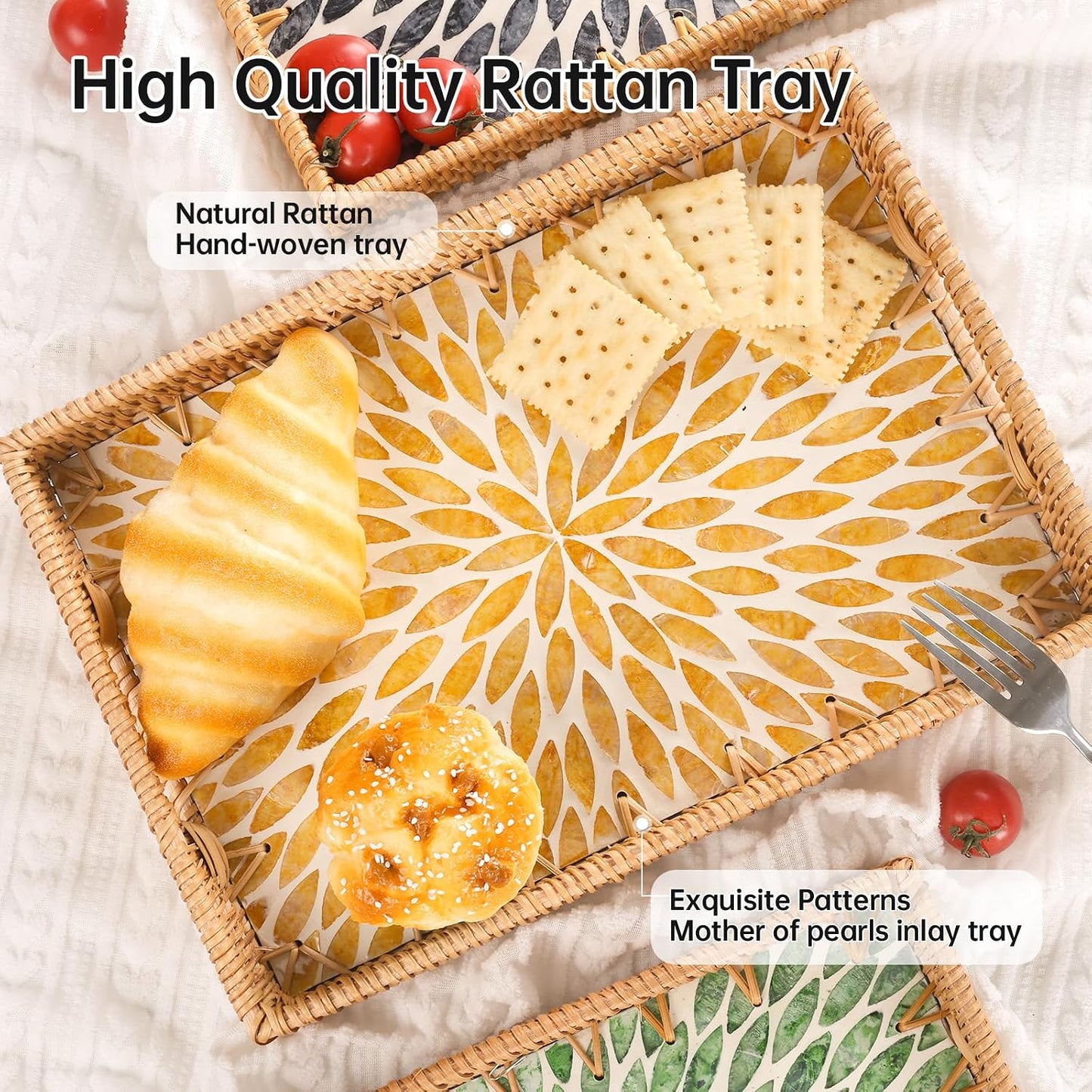 Rattan Serving Tray / Amber Leaf