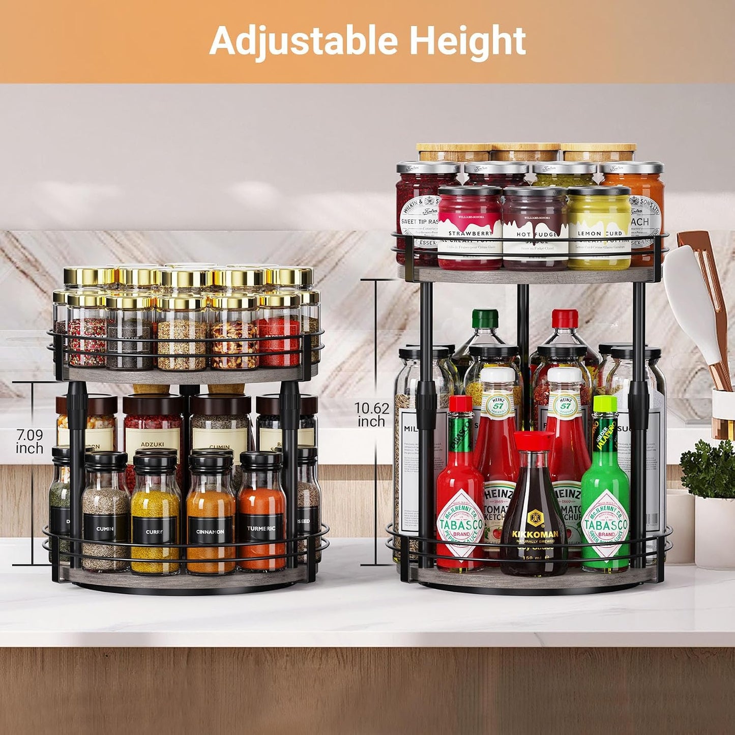 Across-Star Lazy-Susan-Organizer-Spice-Rack, Rotating Spice Organizer For Cabinet Pantry, Seasoning Holder Spice Shelf