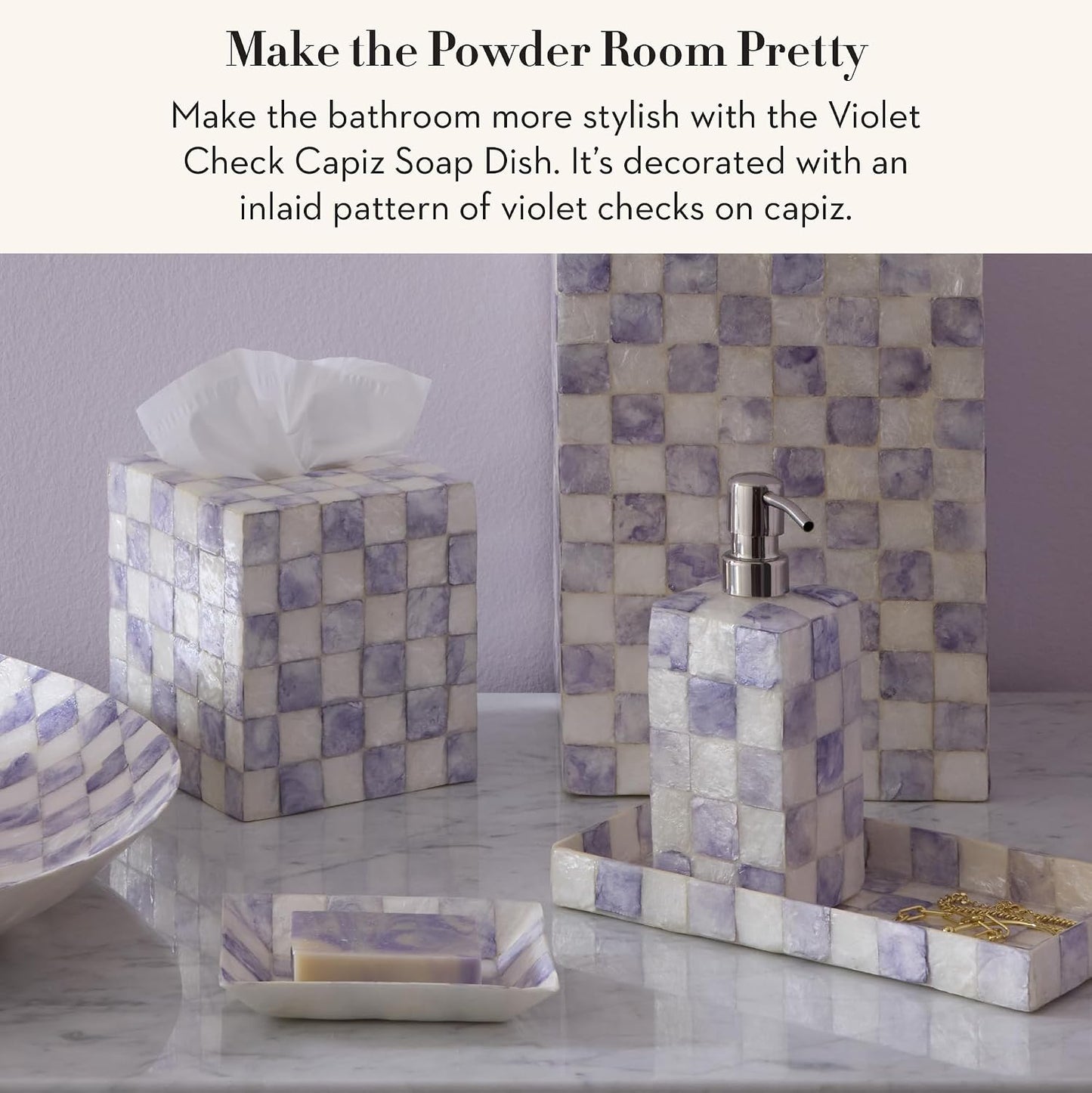 Decorative Soap Holder / Violet Check / Purple