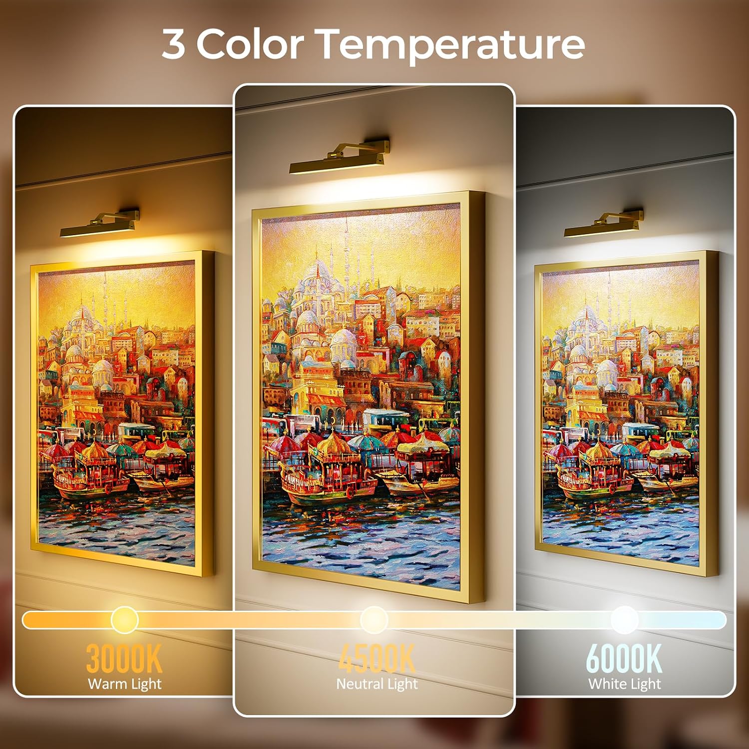 Picture Lights for Wall Battery Operated Picture Light 16in Art Light CCT | Recharging Battery Dimmable Wall Light with