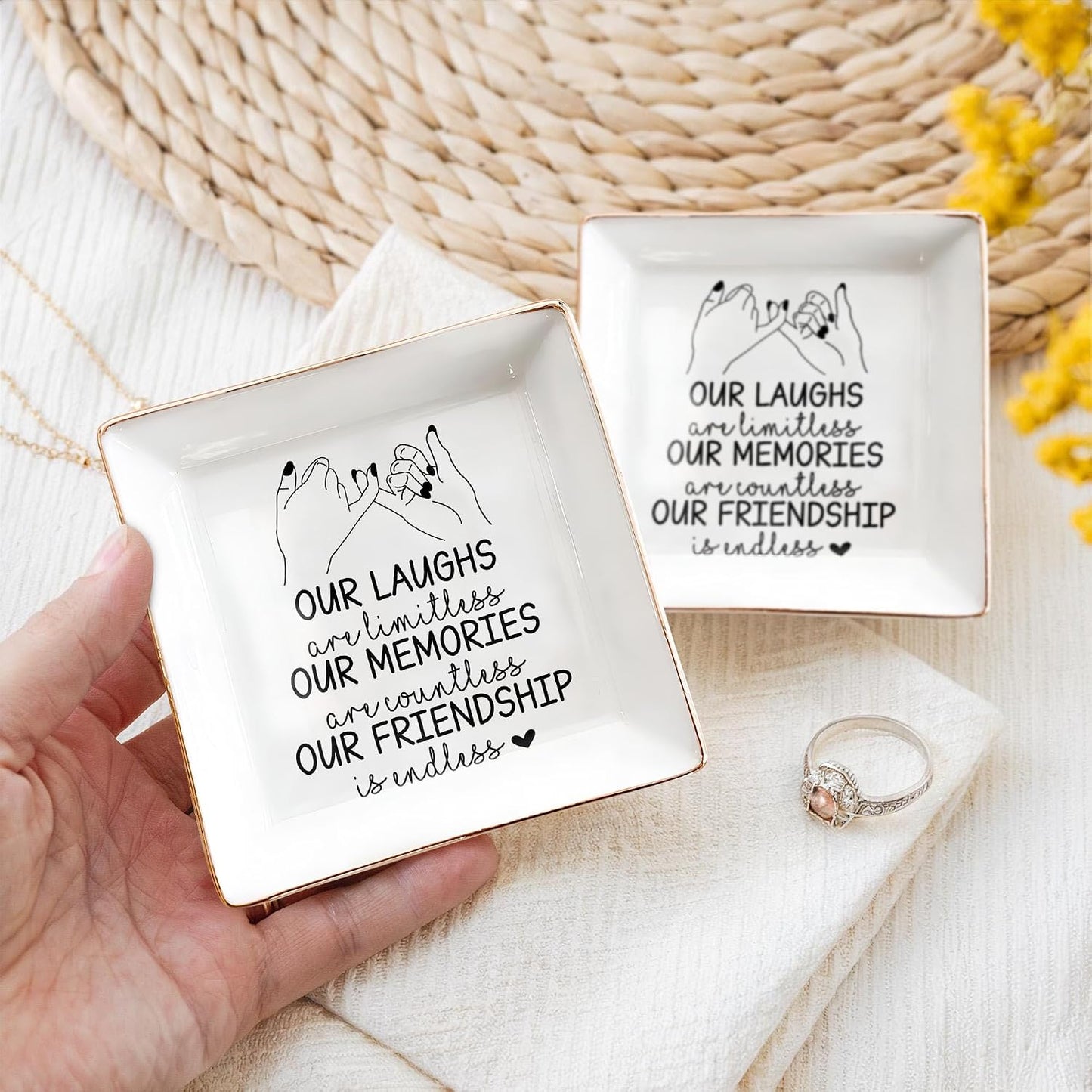 BFF 4" Ceramic Jewelry Tray / Pinky Promise Bestie