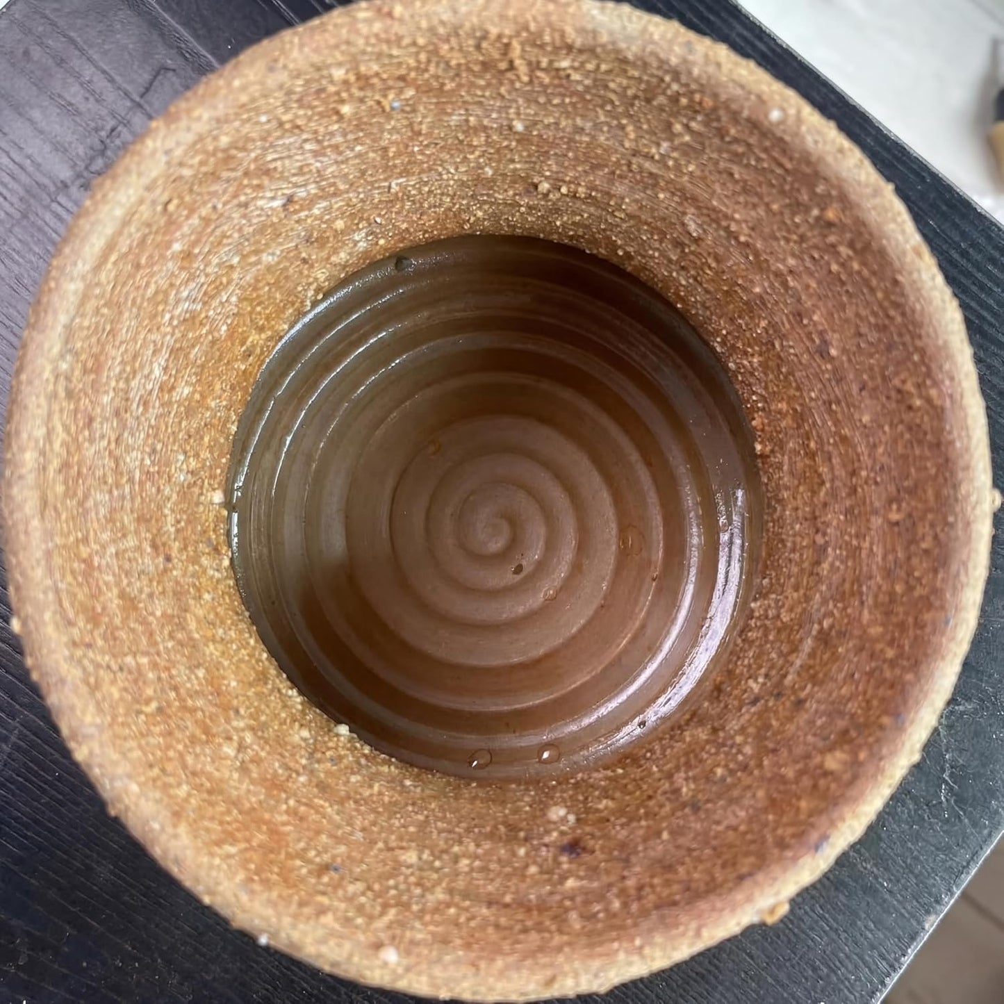 Rustic Wide Mouth Ceramic Flower Vase Home Decor / Dark Brown2 / 6 Inch