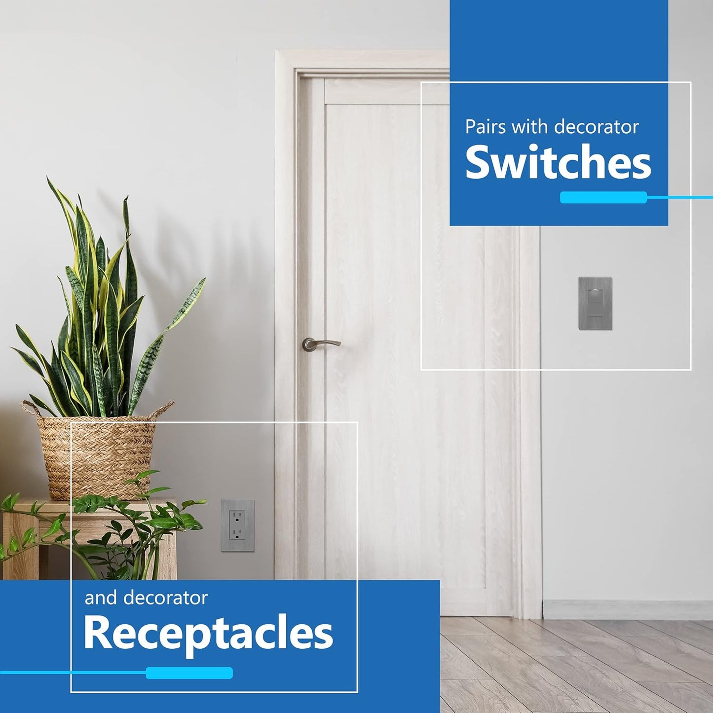 LIDER Decorator Switch Cover, Screwless Wall Plate, Mid-Size 1-Gang | 10-Pack, Brushed Gray, Polycarbonate
