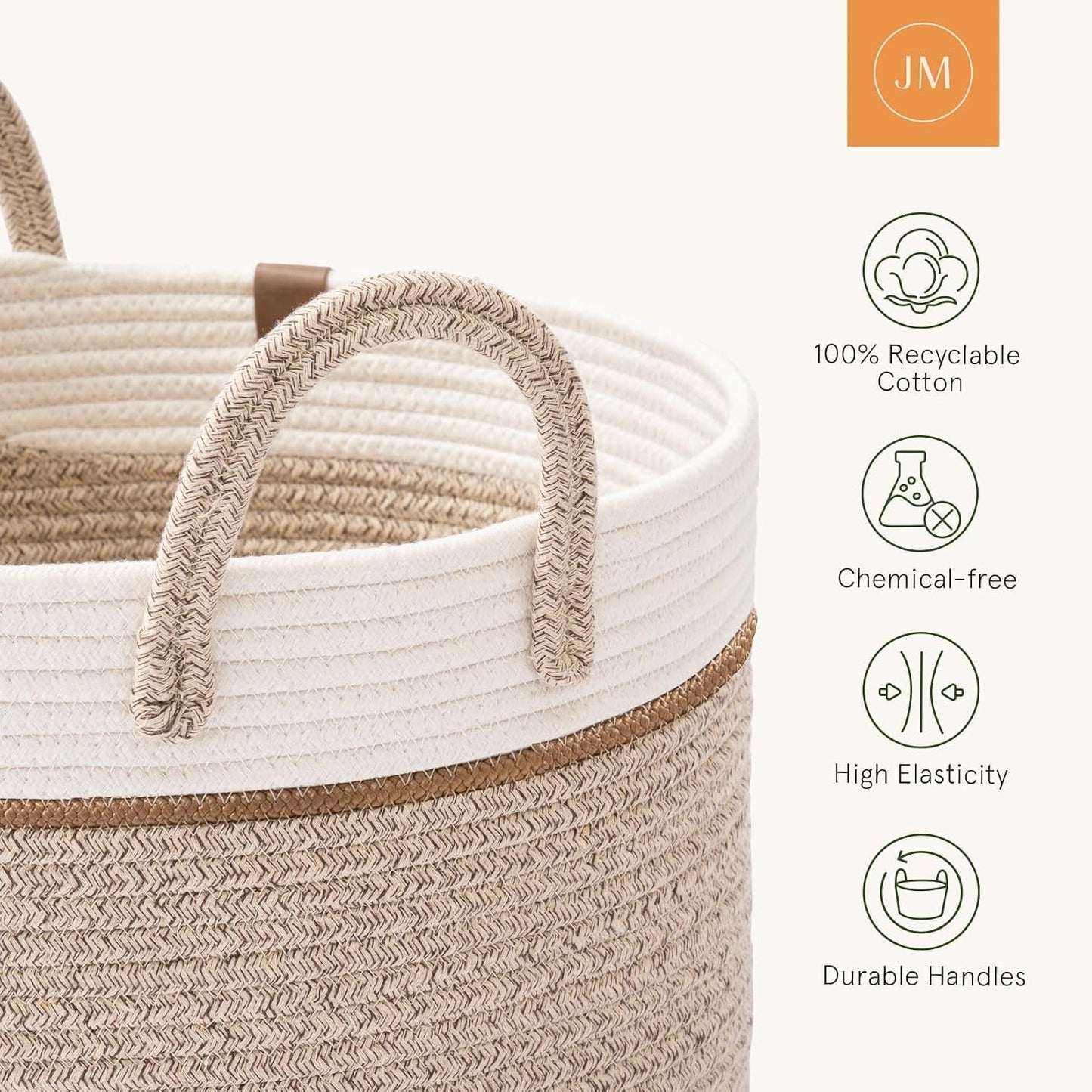 Woven Basket Rope Storage Baskets / White & Desert / S