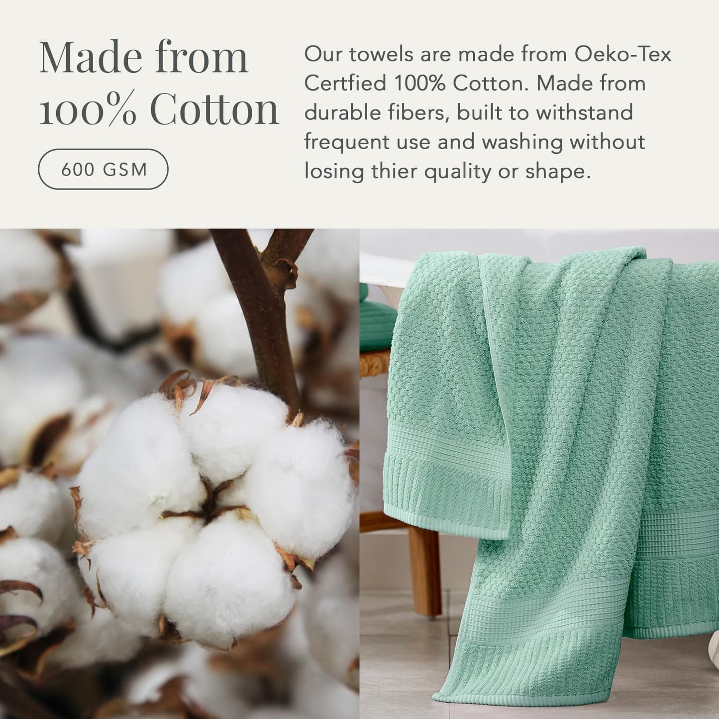 NY Loft 100% Cotton 6-Piece Bath Towel Set | Green | Oeko-TEX | Quick-Dry | 30" x 52" Bath Towels | 16" x 28" Hand