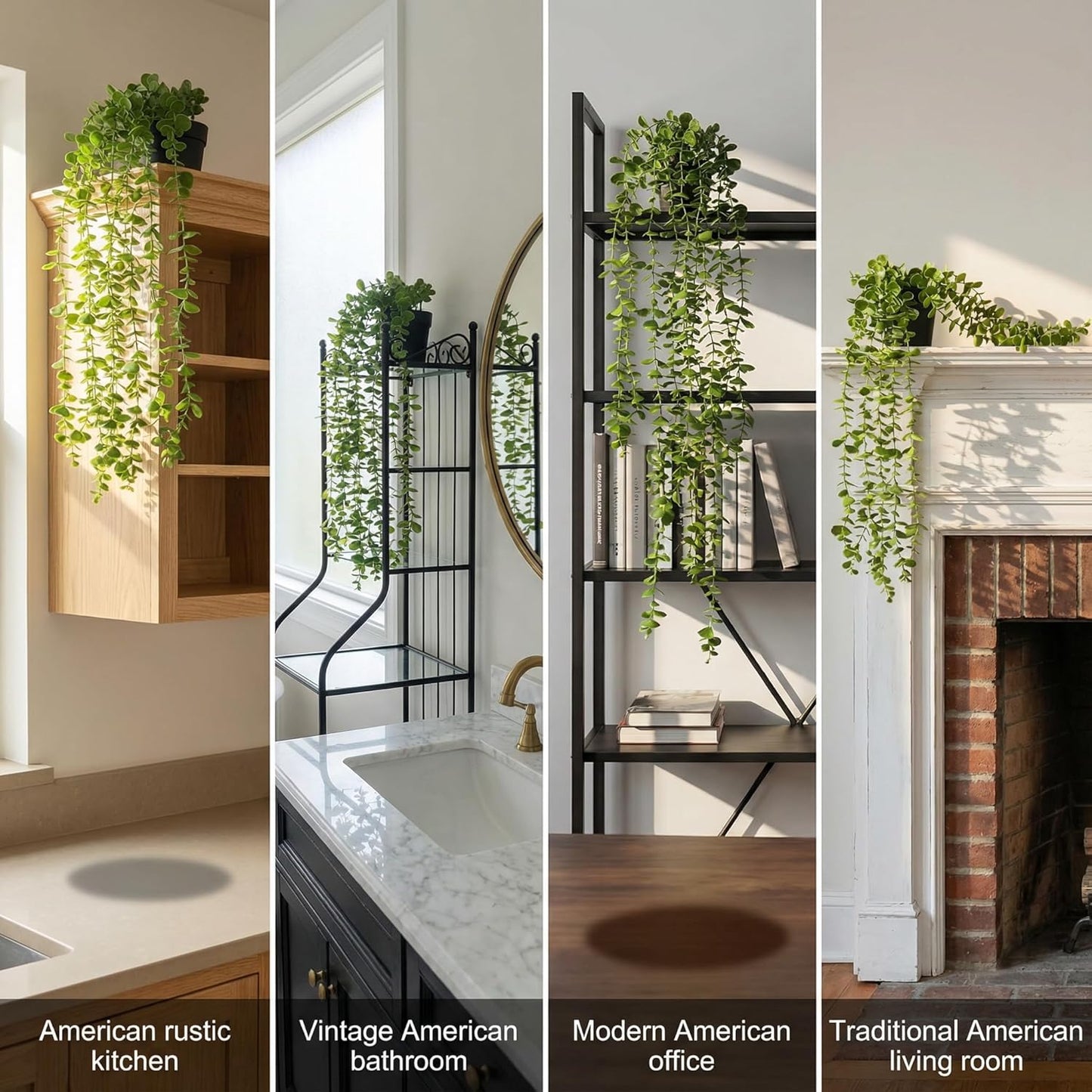 Artificial Hanging Plants & Small Potted Faux Eucalyptus Fern Ivy / 5-pack-5in1 / Set of 5