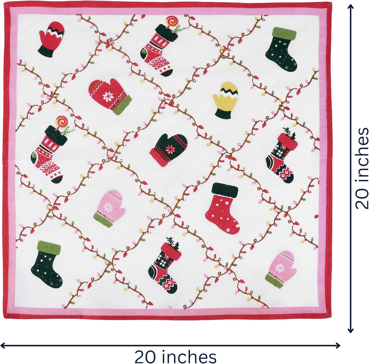 FINGERCRAFT Cloth Napkins Set of 12 Cotton Linen, 20x20 Inch, Sugarplum | Mitered corner, washable, soft, absorbent
