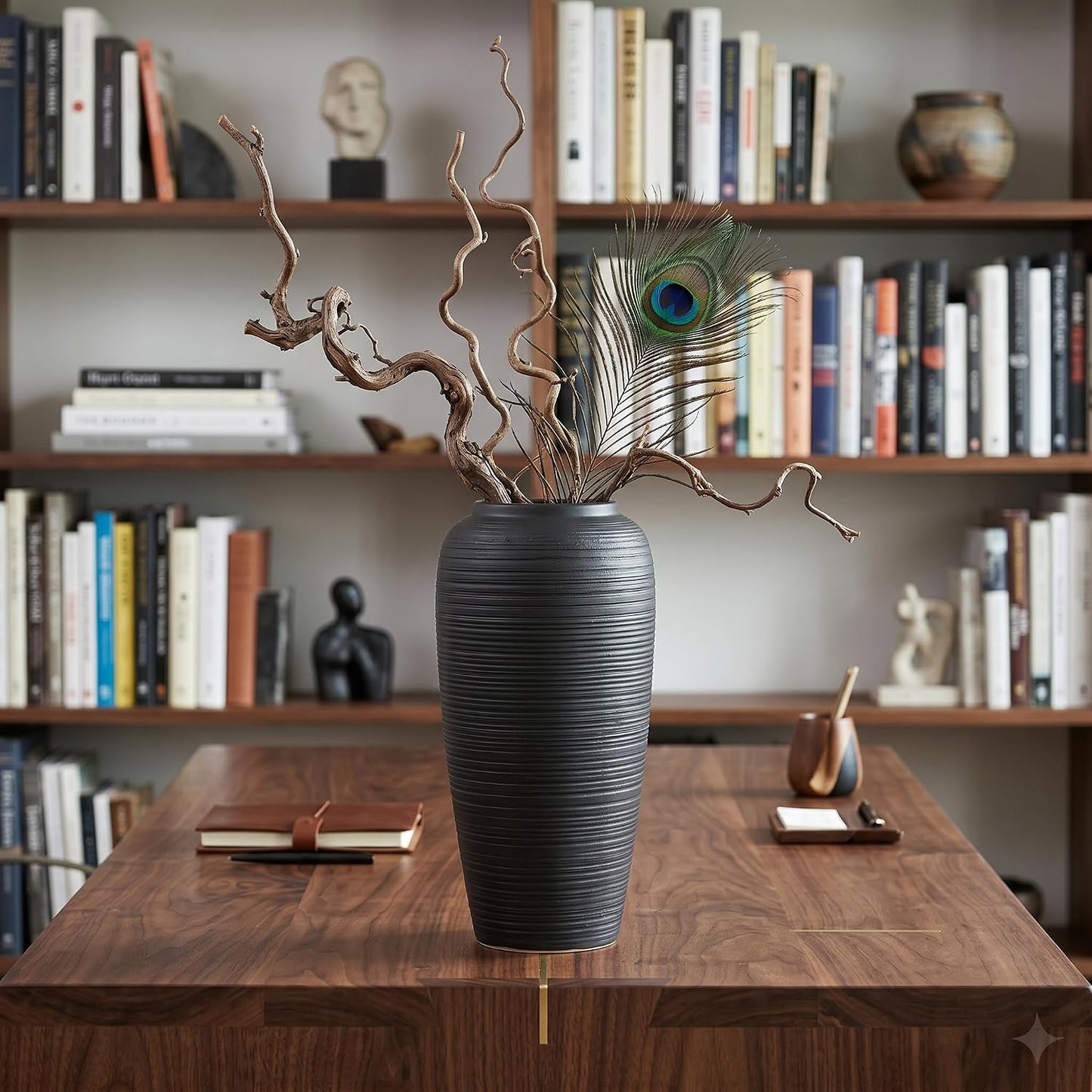 Matte Black 12.6" Ceramic Vase / Matte Black - 12.6" Tall