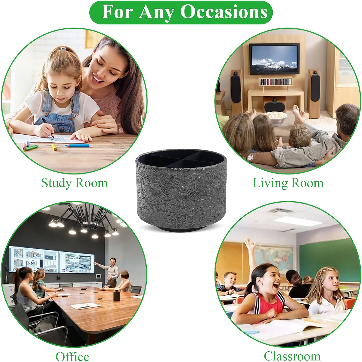 Remote Control Holder / 1-carved Black / 360 Degree Rotation